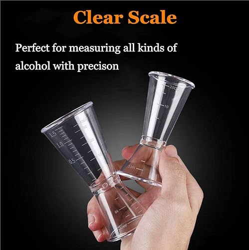 Miniatura 3 de Jigger doble de plástico transparente y acero inoxidable estilo japonés, juego de 3, vasos de chupito de medición de bebidas espirituales para bar,