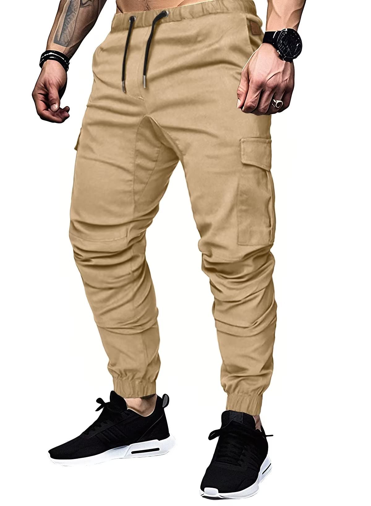 Elegancity Cargohose Herren Chino Hose mit 6 Taschen Cargo Hose Stretch Jogginghose für Männer mit Bundgummi Elastische Hosen S-3XL