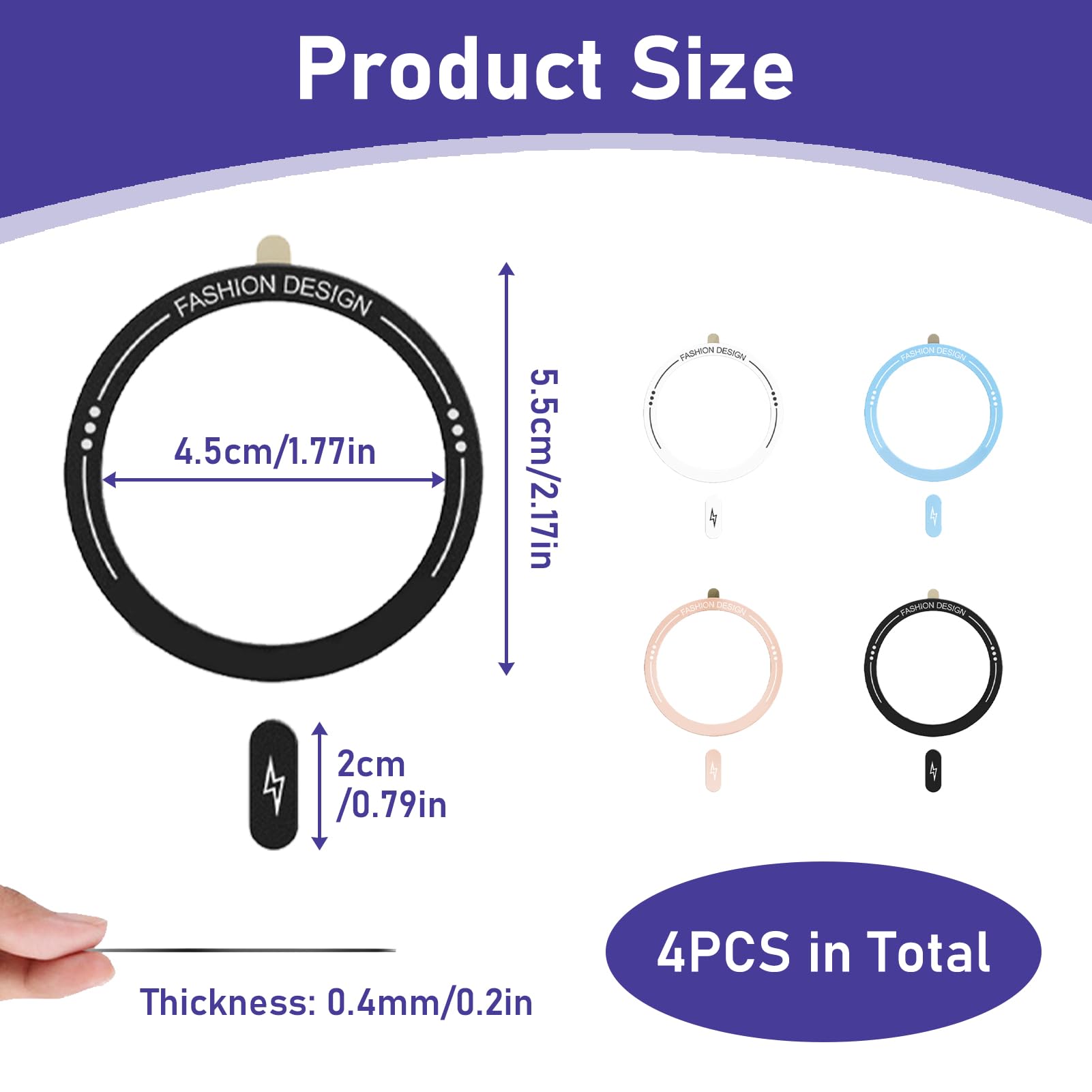 4er Set Magnet Ring Aufkleber - Universal Adapter Für Kabelloses Laden (Kompatibel Mit IPhone & Galaxy)