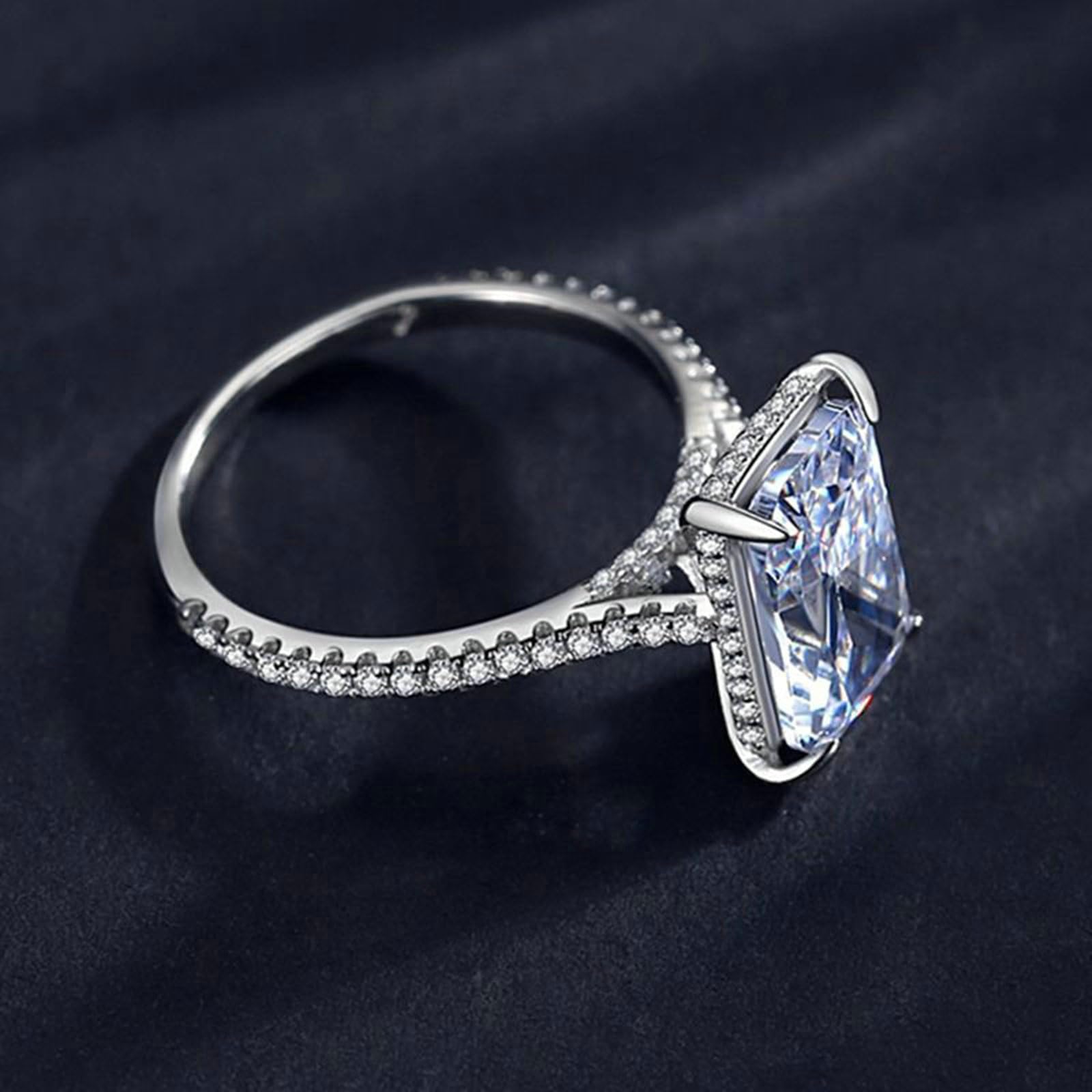 Ring für Damen Weissgold, Hochzeitsring Echt Gold Trauringe mit 5ct Moissanite Ehering Solitär Ehebandring