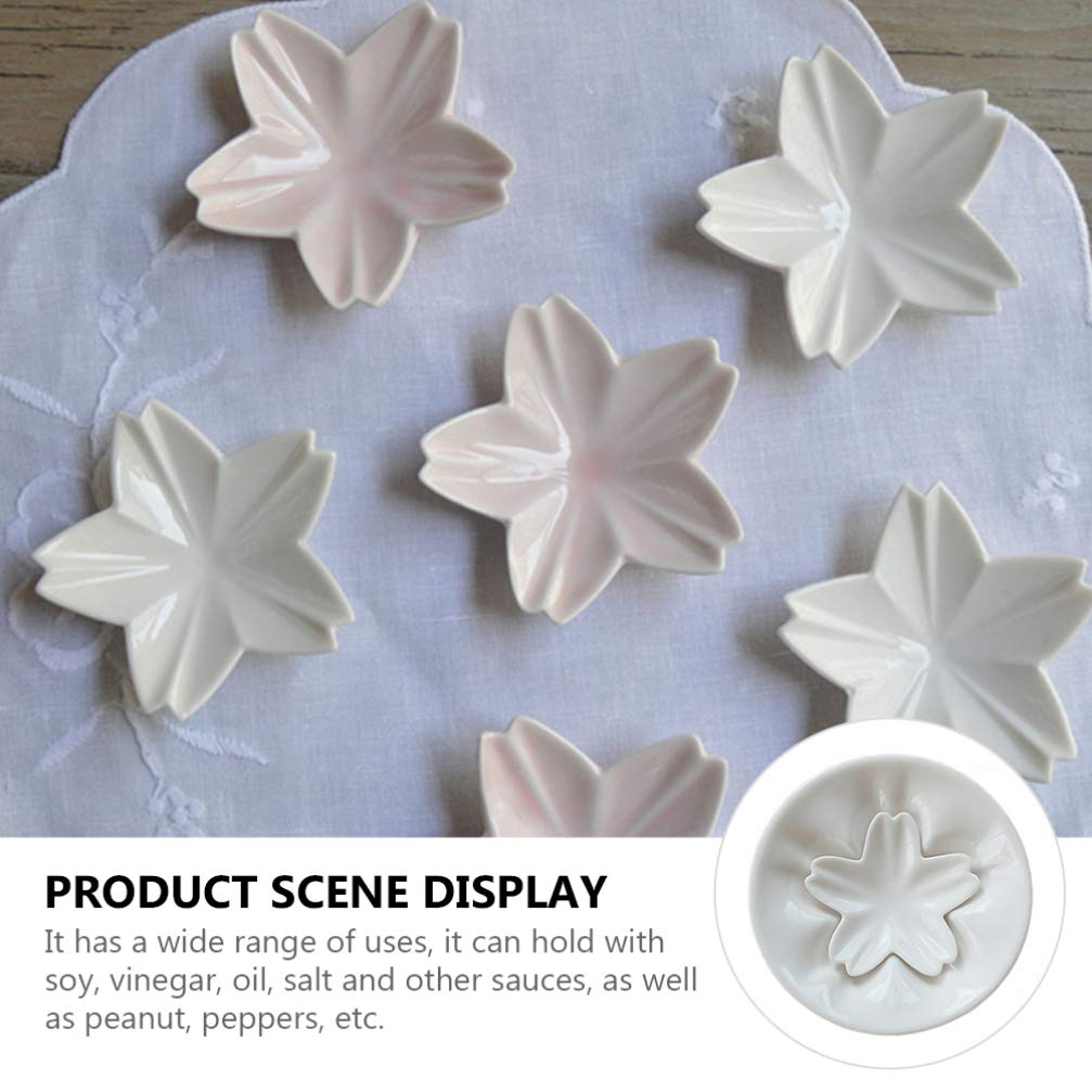 Hemoton Cherry Blossom Seasoning Plate Ceramic Seasoning Dishes Flavor Dish Snack Food Saucer Soy Sauce Dish Flower Sauce Dipping Bowls Cherry Plate Ceramics Dipping Sauce Bowl Round White