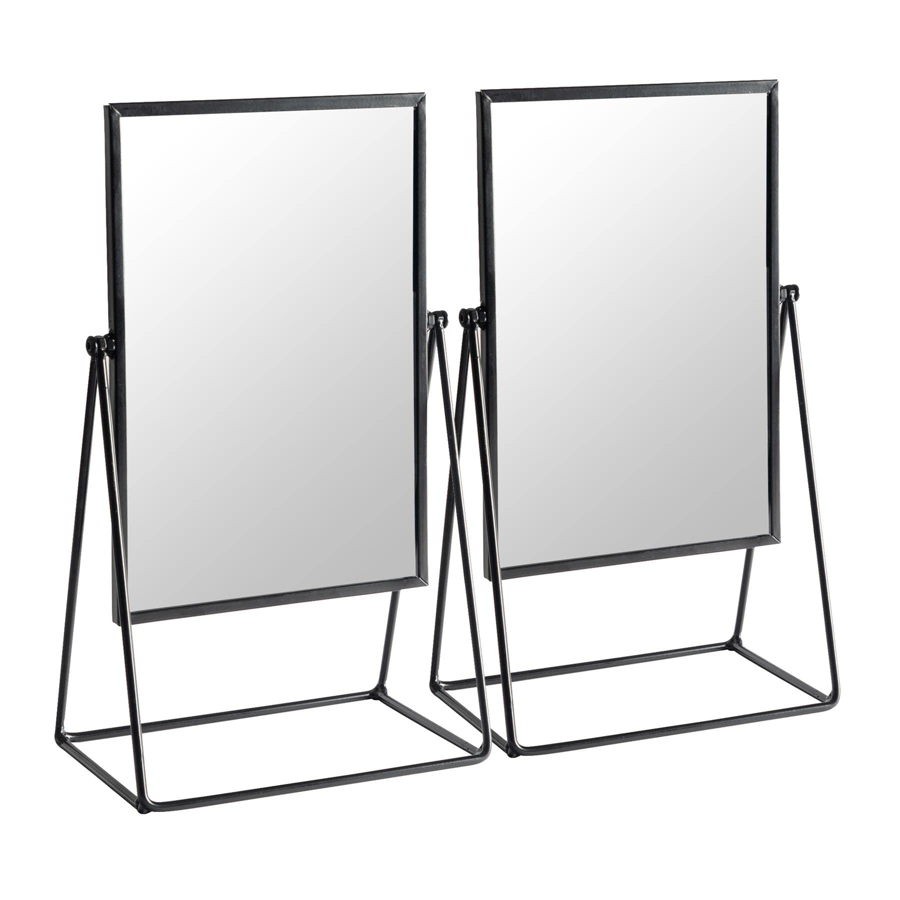 Harbour Housewares Black 2 Piece Dressing Table Vanity Mirror Set - Free Standing Tabletop Makeup Cosmetic Mirrors - 22Cm