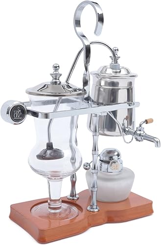 Family Balance - Cafetera con sifón y sifón, elegante diseño de estilo retro plateado (plateado)