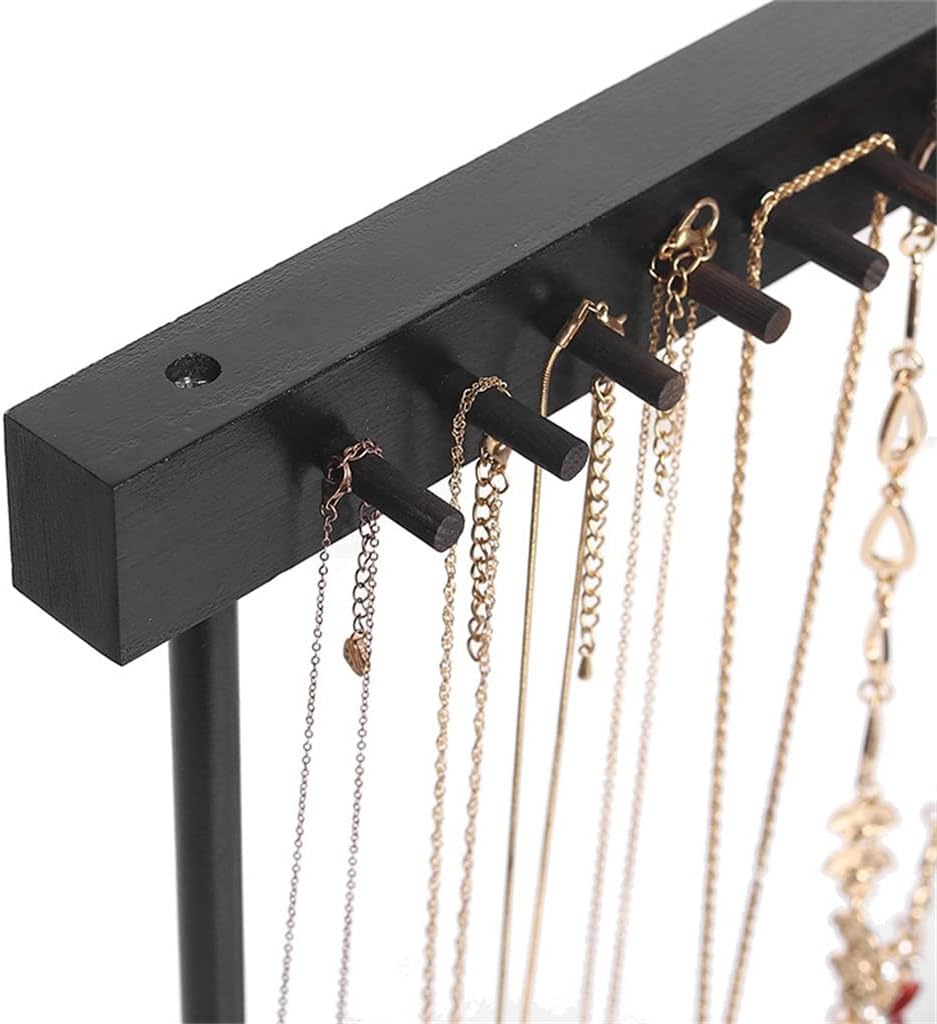 Wood 24-Hooks Necklace Jewelry Hanger Display Rack Jewelry Display Stand/Tabletop Necklace Bracelet Storage Organizer (Color : A Size : 33.5x31x5cm)