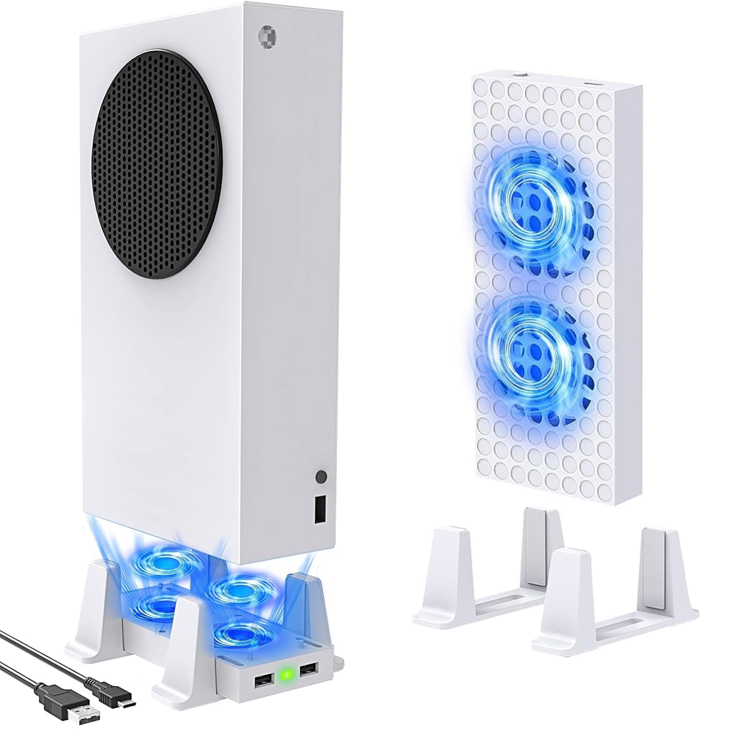 TCOS TECH Vertical Stand with Cooling Fans for Xbox Series S, 3 Levels Adjustable Fans Rotate Speed with Type-C Power Input, Dual Purpose Stand with 2 Extra USB Charging Ports (Only for Xbox Series S) (B0CQXGB617) Amazon Price History, Amazon Price Tracker