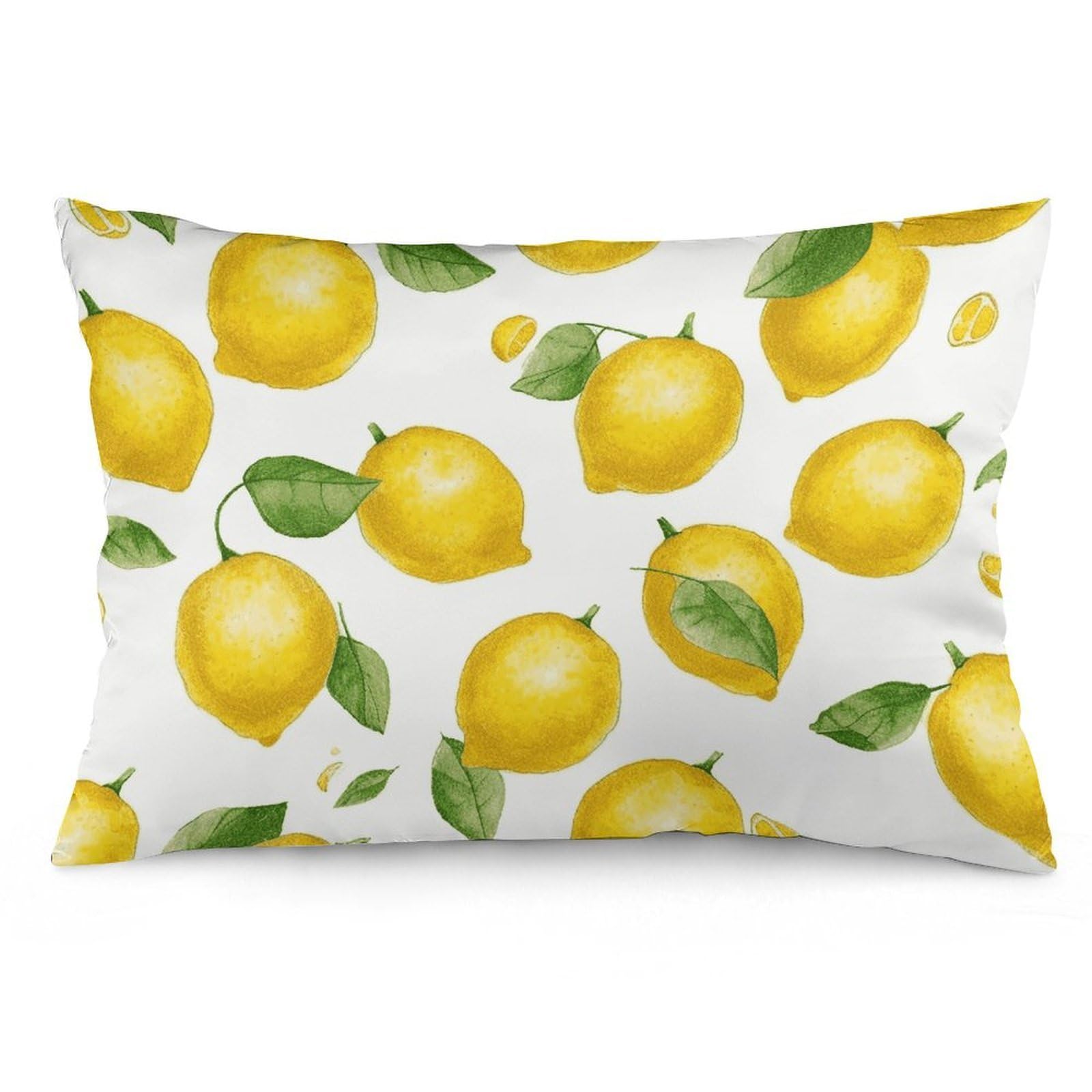 2 Pack Pillow Cases for Hair and Skin, Soft Breathable Pillow Case Covers with Hidden Zipper, Yellow Lemon Pillowcase 16 "x24 Pillow Covers for Sleeping Gift