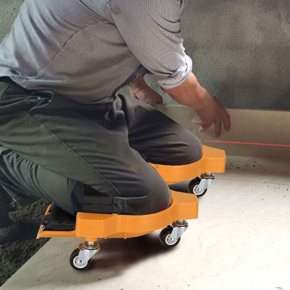Genouillères à roulettes pour économie de Travail KneeBlade Sangle de sécurité Gliding Wheeled Non Marrin(Yellow)