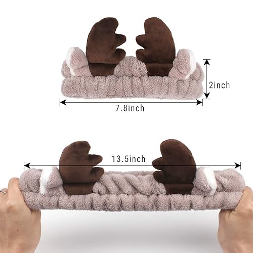 Miniatura 6 de AHONEY Diadema de maquillaje para spa, diadema de lavado de cara para mujeres y niñas, lindas diademas de orejas de animales, 4 piezas de bandas de