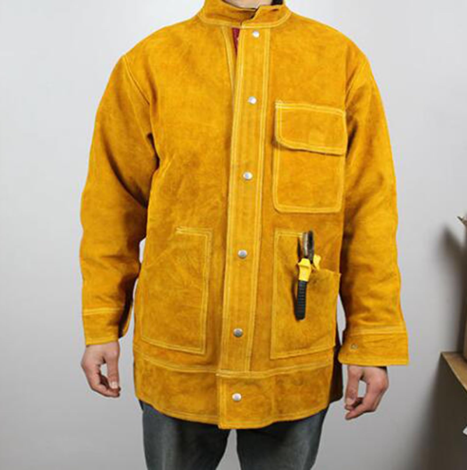 Ropa de Cuero, Abrigo Resistente, Camisas de Soldadura Resistentes al Calor y al Fuego para Hombres con herreros y carpinteros