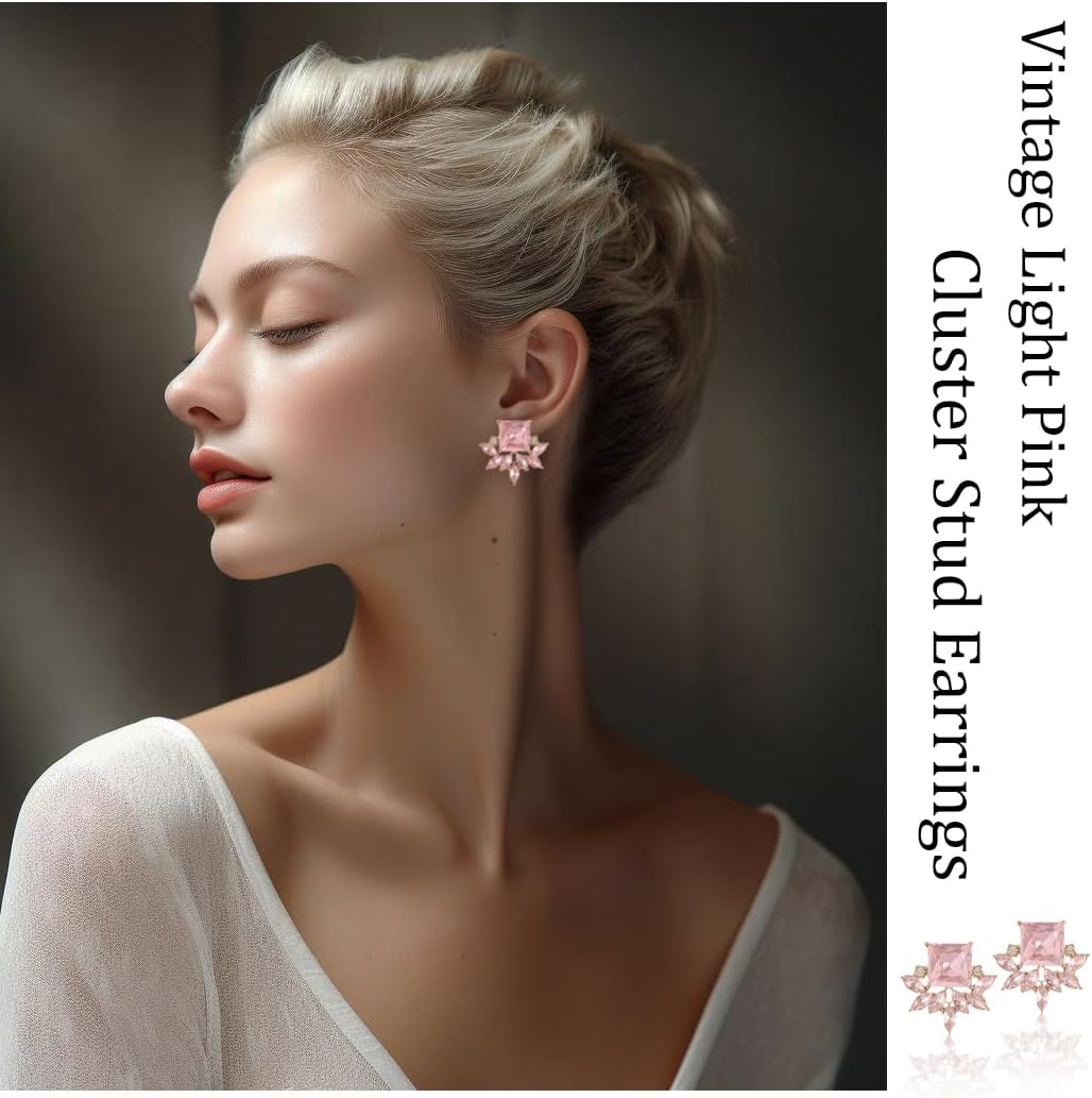 ATIMIGO Vintage Rhinestone Crystal Cluster Drop Earrings Art Deco Hypoallergenic Earrings for Women Wedding Bridal Prom Formal - Image 5