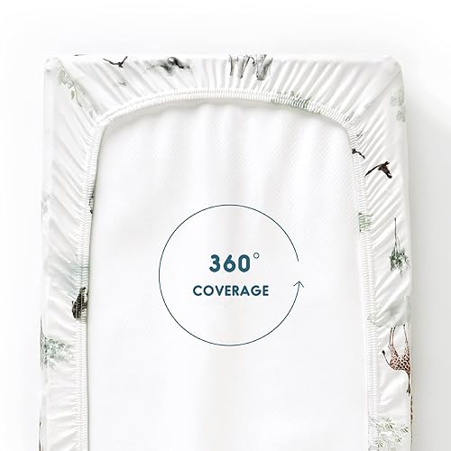 Vista 184 de GRSSDER Juego de 2 sábanas elásticas ultra suaves para moisés, ajuste universal para moisés, cesta de moisés, colchón rectangular ovalado, seguro