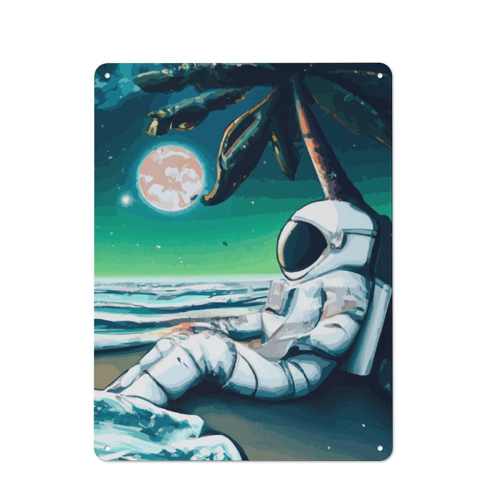 Junmoney Pensive Astronaut Metal Sign 40X30cm With For Workshop Wall, Rustic Decor, For Collectors Decorating Workshops And Hobby Rooms