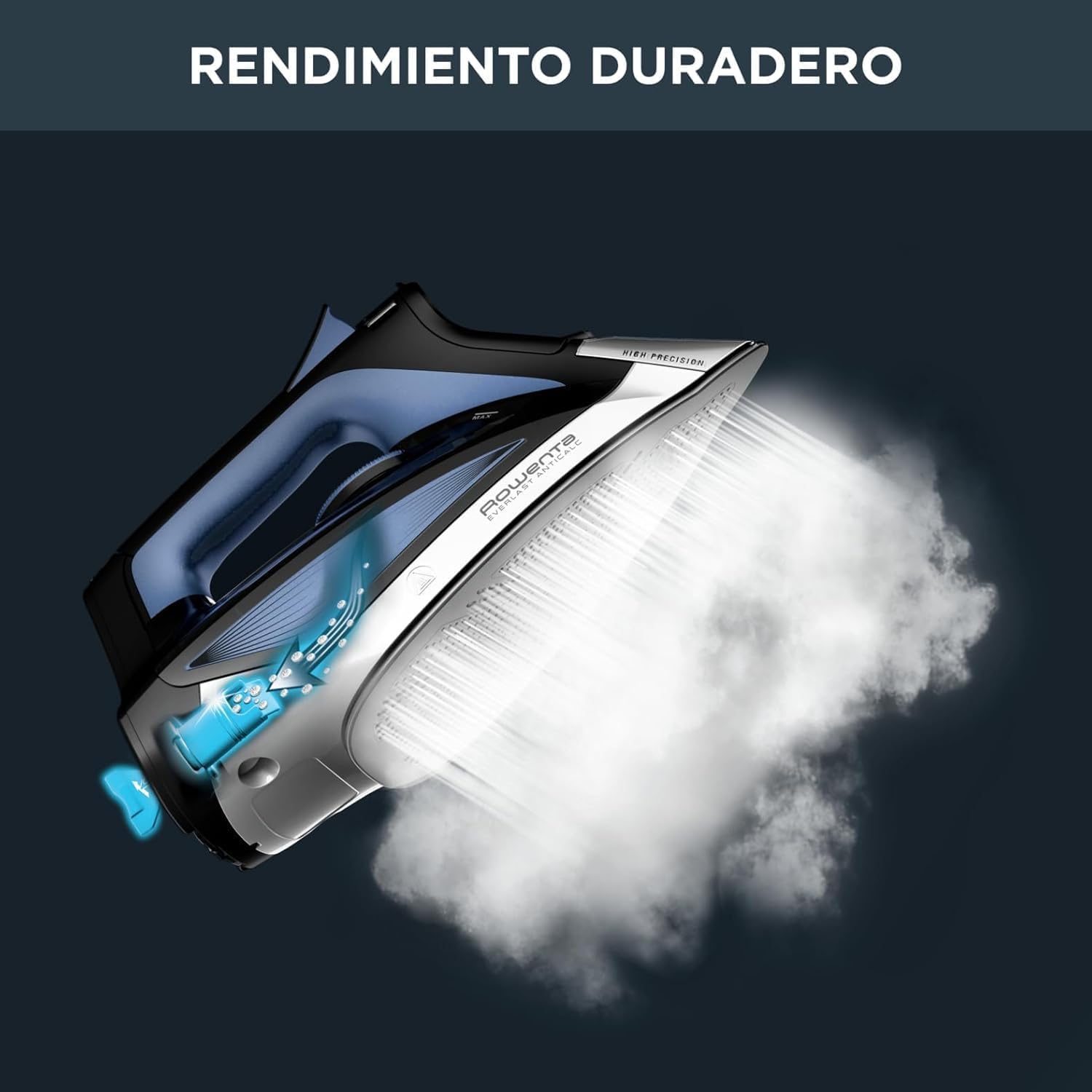 Rowenta Everlast Anticalc, Plancha vapor 2700 W, recolector de cal y función antical, de 220 g/min y constante de 45gr/min, suela Microsteam, Profile Láser antigoteo, azul, DW7320 - 3