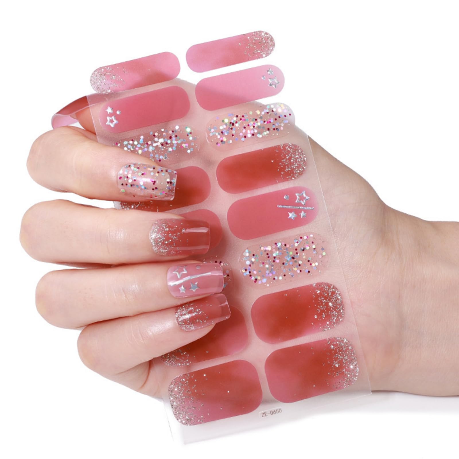 Christmas Nails Polish Sticker Waterproof Art Gels Wraps Manicure Glittering Full Wrap Christmas Polish Strips Nail Decals Glittering Art Stickers for Girl