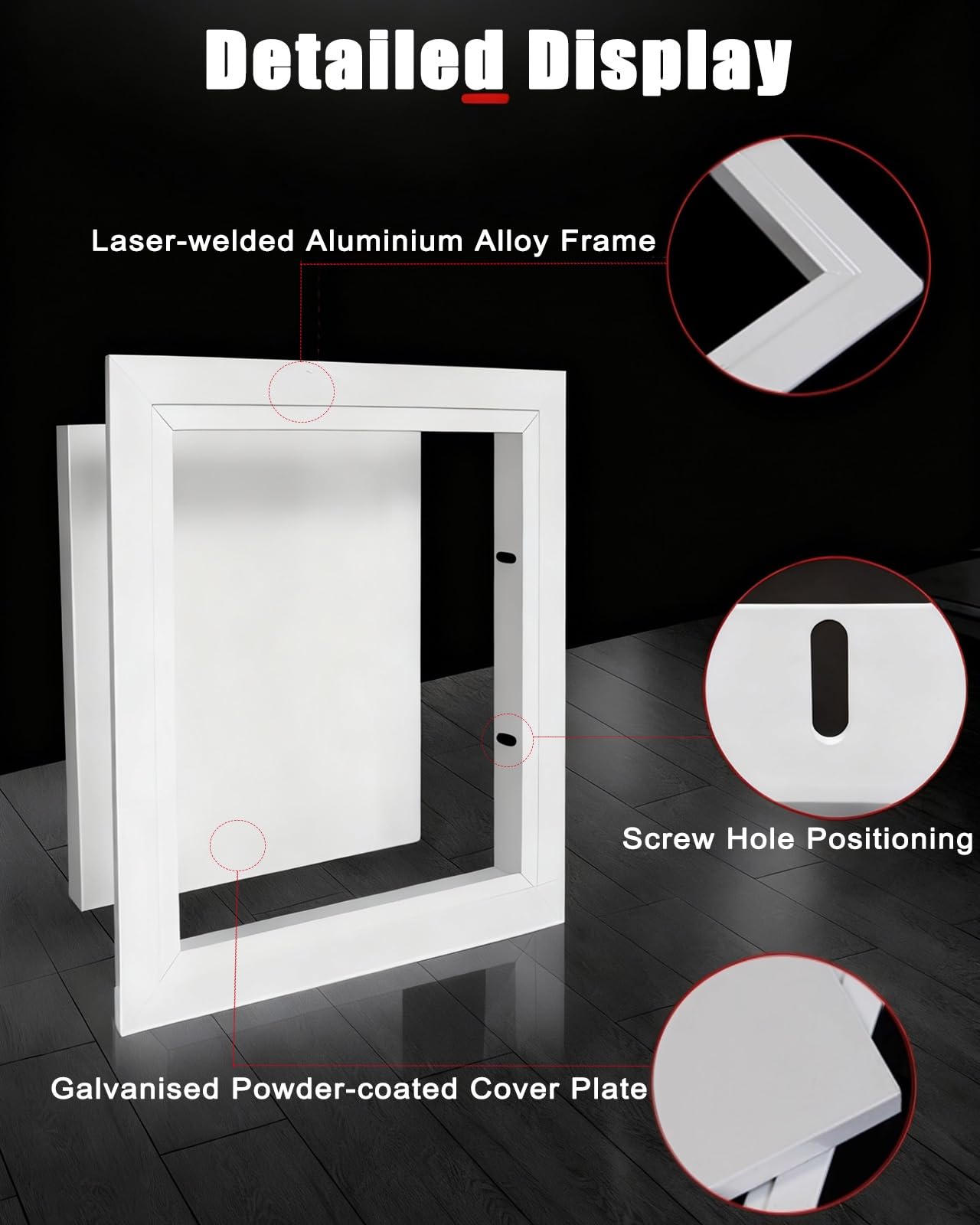 Revisionsklappe Schwarz-weiß-graue Metall-Revisionstür, Klassische Deckenzugangsplatte mit Schrauben, anpassbare, einfach zu installierende Zugangstür(Black,16x24in/400x600mm)