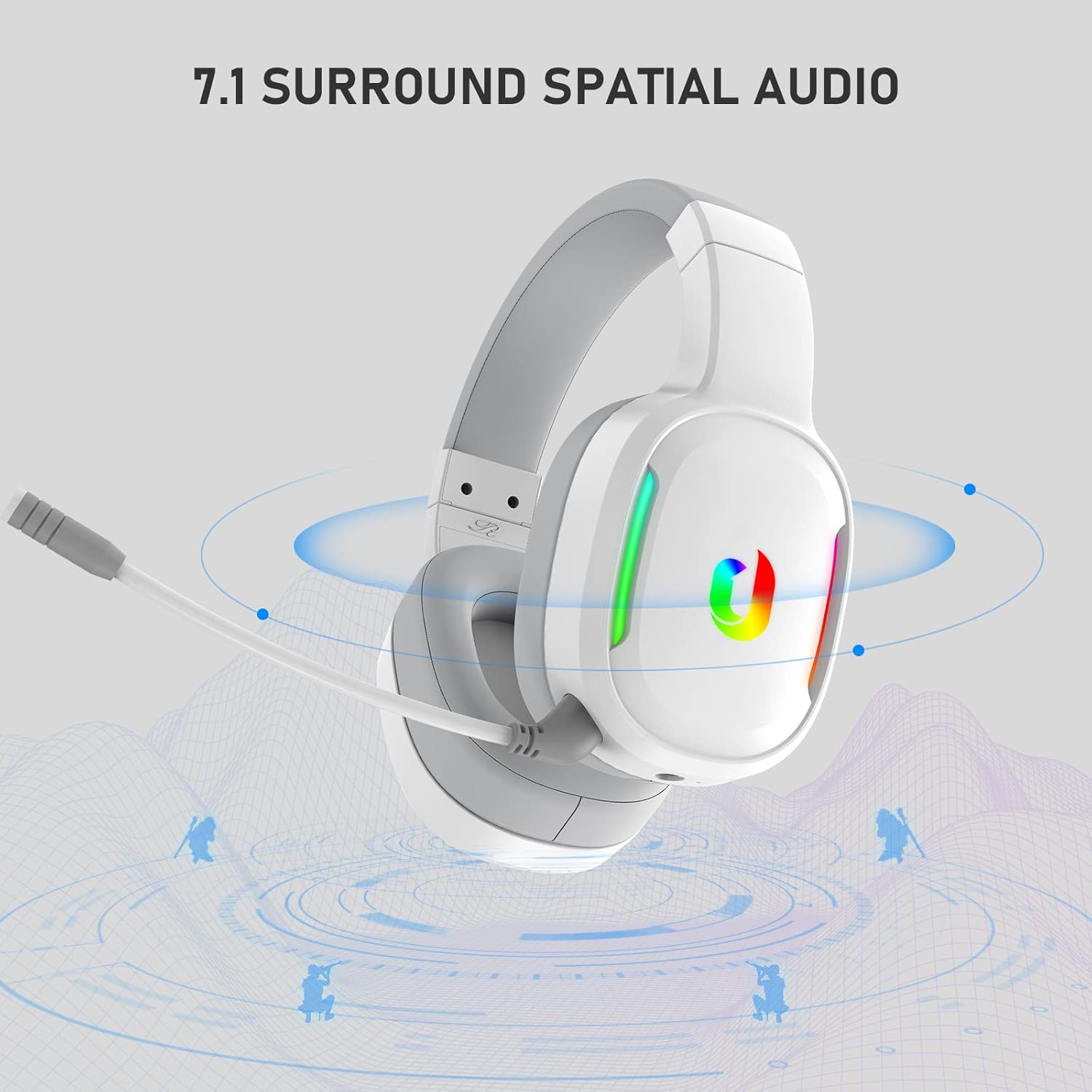 Jeecoo G80 Wireless Gaming Headset - 7.1 Surround Sound, Detachable Noise Canceling Mic, Low Latency 2.4G Wireless Gaming Headphones, Shining RGB - Works with PS4 PS5 PC Laptop Computers : Video Games