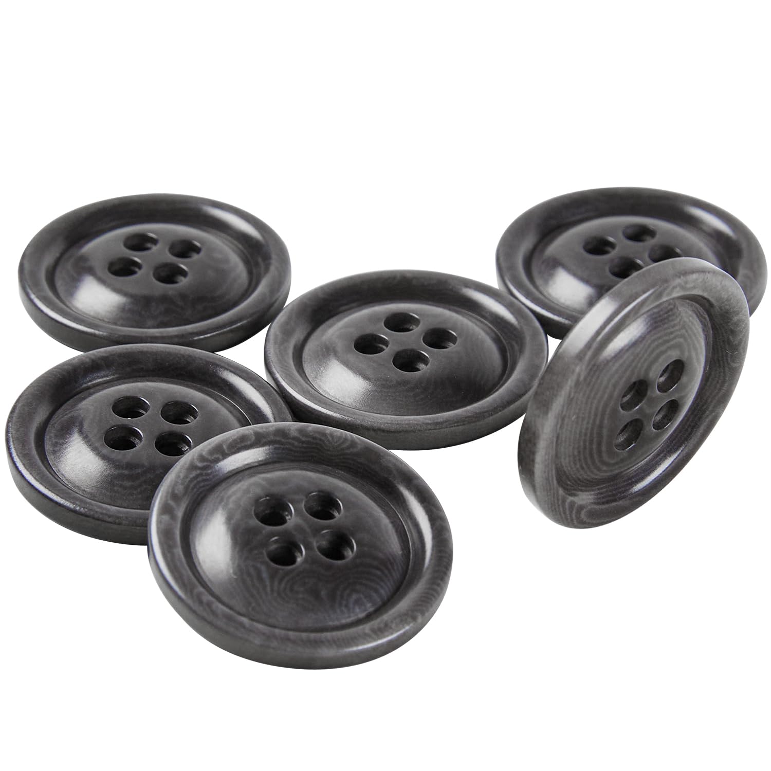Boutons de couture gris 25mm haut de gamme lot de 6 pour manteau