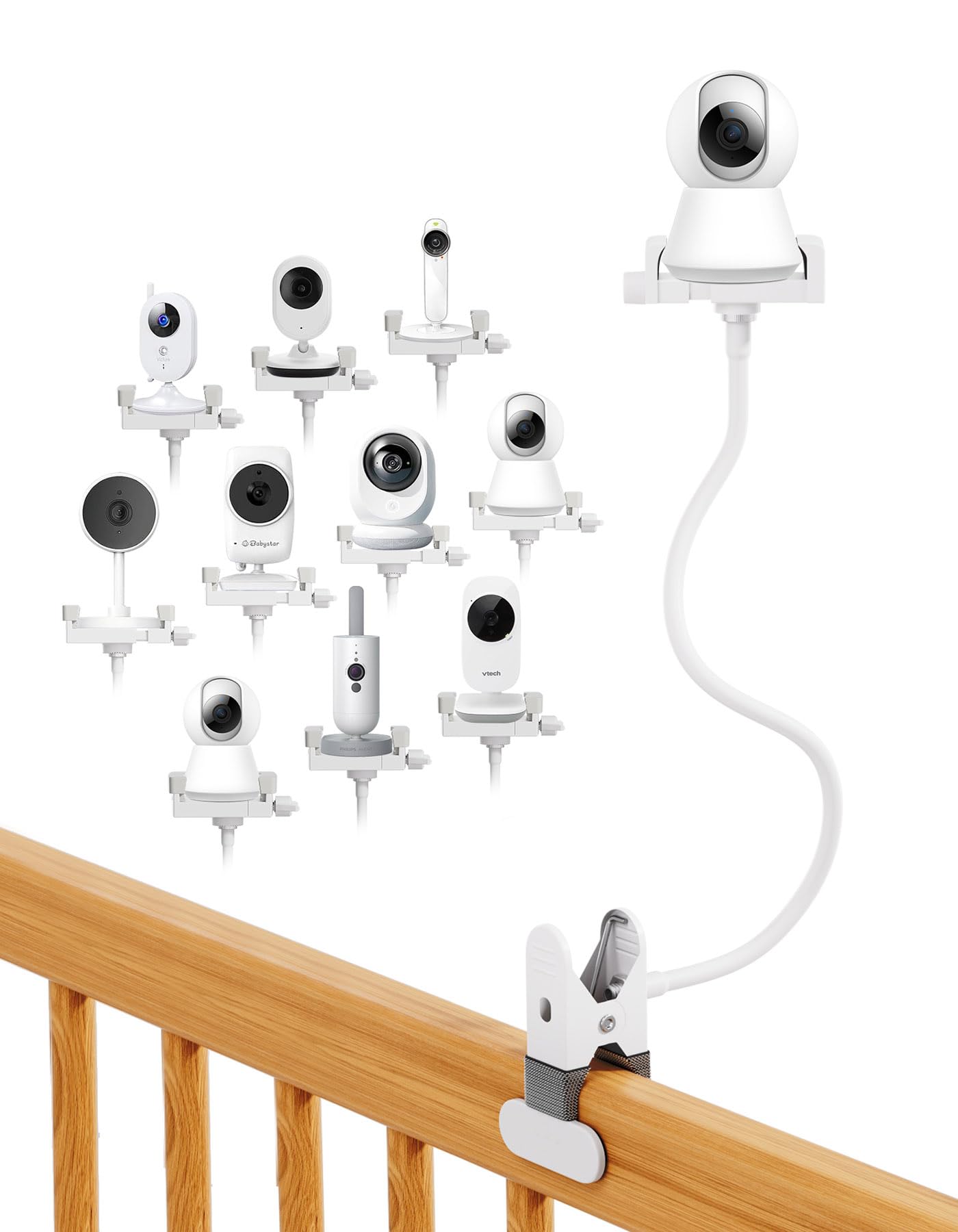 Universal Baby Monitor Holder - No Drilling Camera Shelf with Flexible Clamp - 3