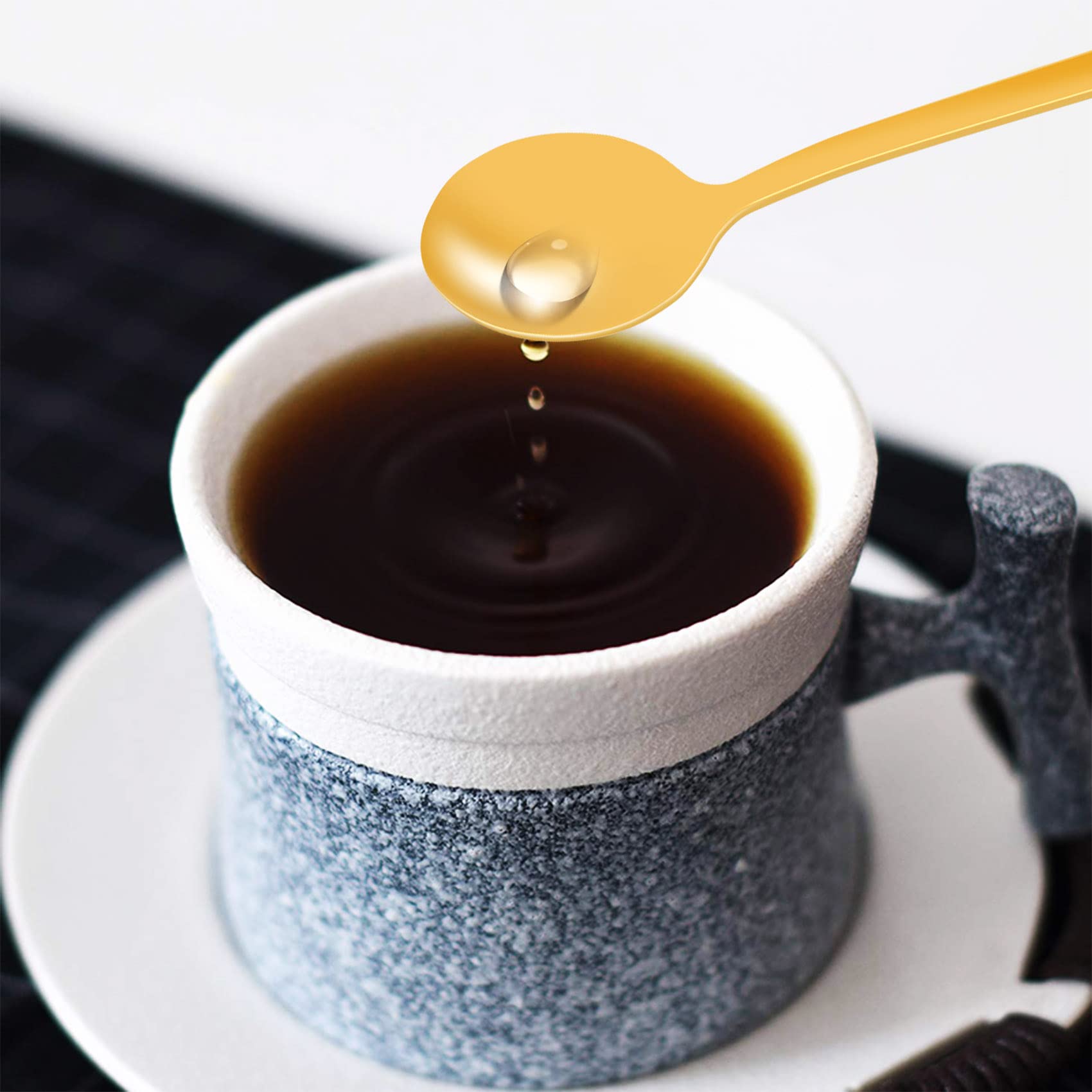 Juego de 4 cucharas de café redondas de acero inoxidable, mini cucharaditas, cuchara de postre de azúcar, cuchara de helado, cuchara de sopa, accesorios de cocina (dorado)