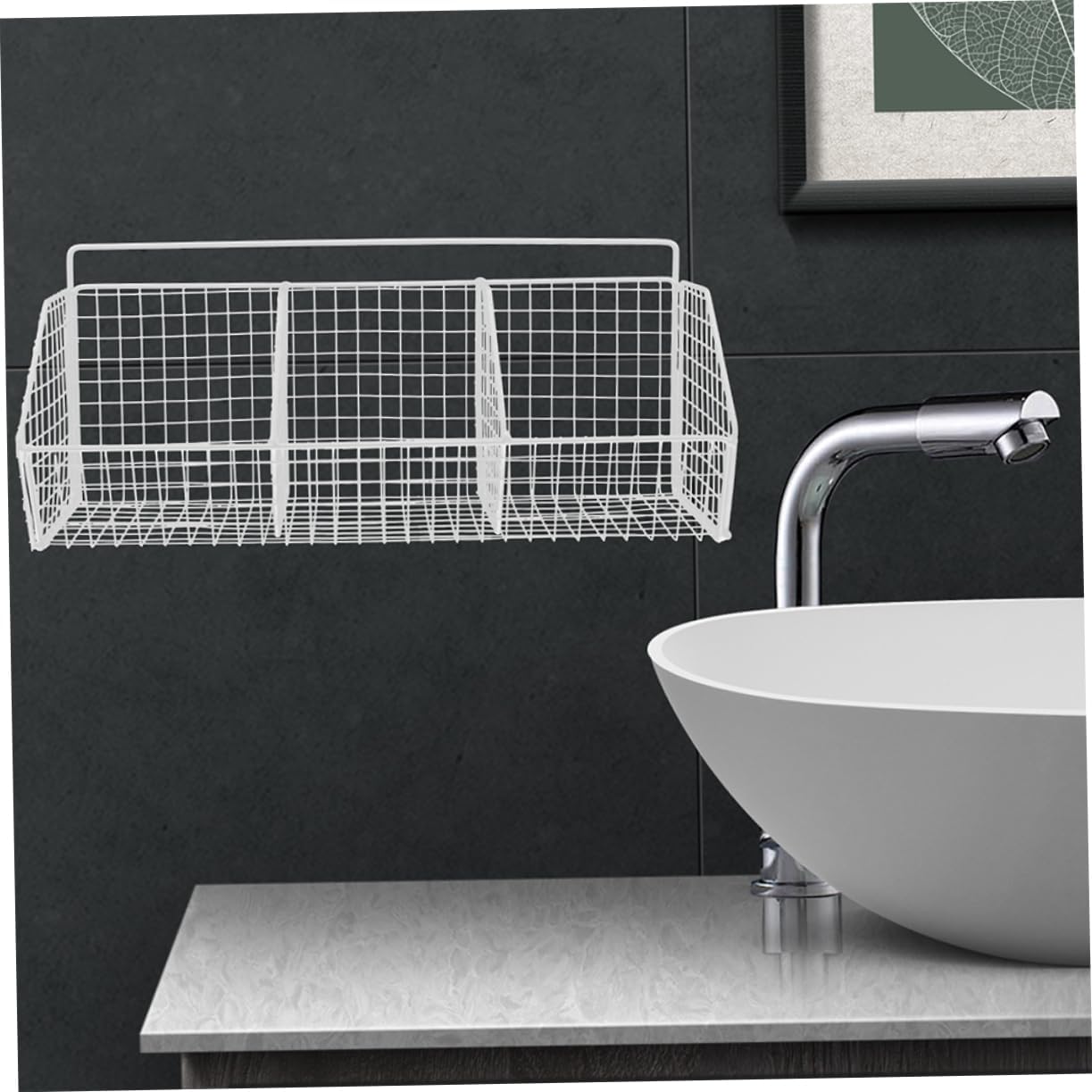 Kichvoe 2pcs Wall Hanging Kitchen Storage Baskets White Mesh Organizer Space Saving Kitchen Holder for Condiments and Fresh Ingredient Air Circulation