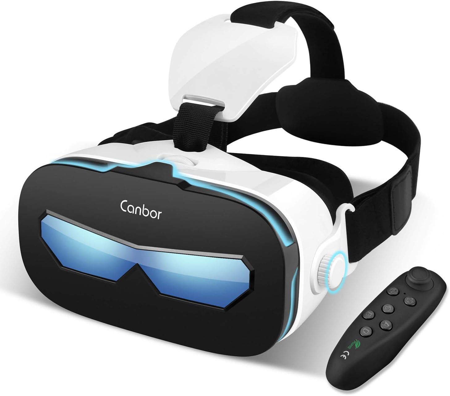 VR Headset with Remote Controller, Virtual Reality Headset 3D VR Goggles Glasses for 3D Movies and Games Compatible with 4.0-6.3 Inches Apple iPhone, Samsung Sony More Smartphones