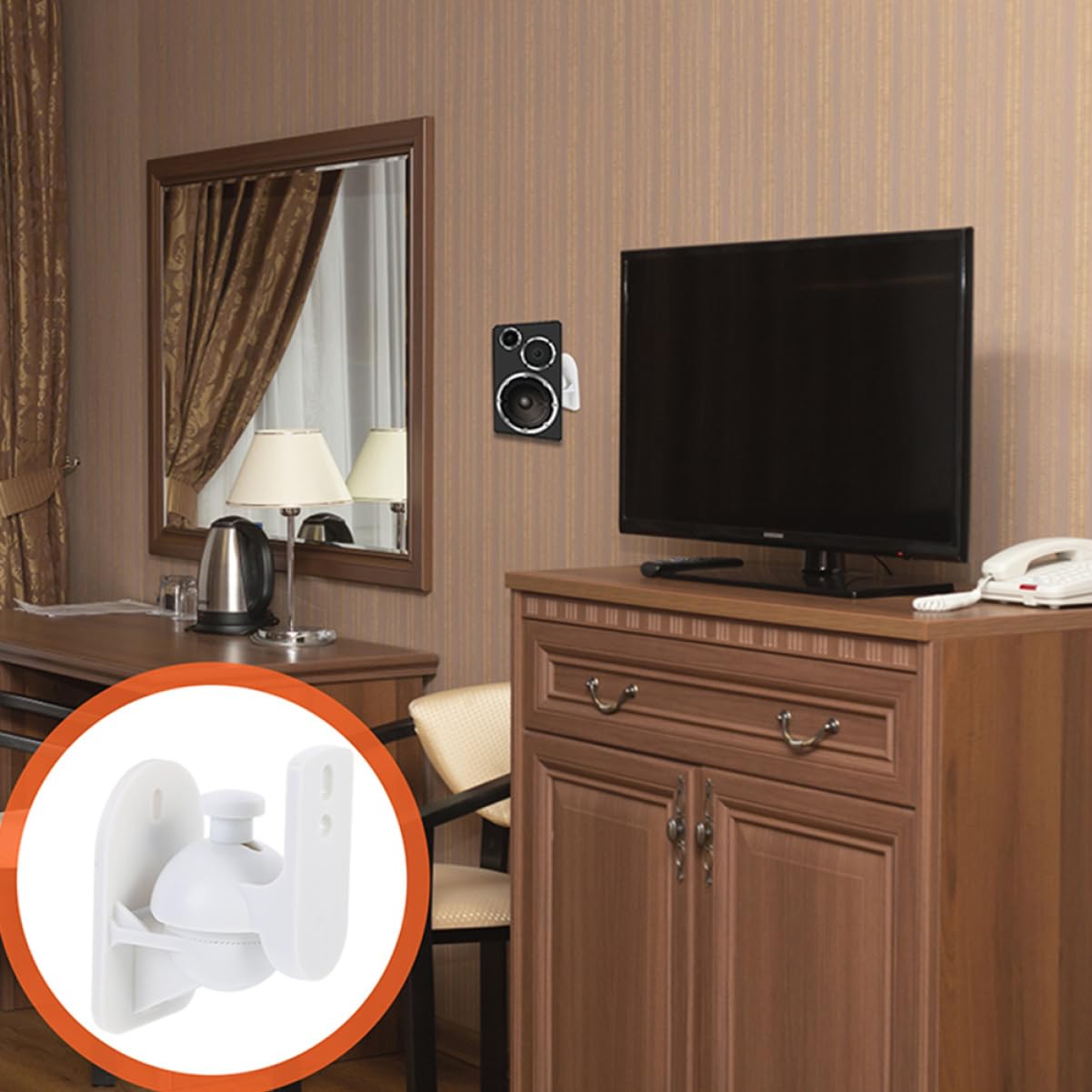 DOITOOL Supports Muraux pour Haut-parleurs Rotatifs ABS Blancs 4 Pièces 5kg | Angle Réglable, Design Rotatif, Gain de Place, Lot de 4 pour Installation Simple