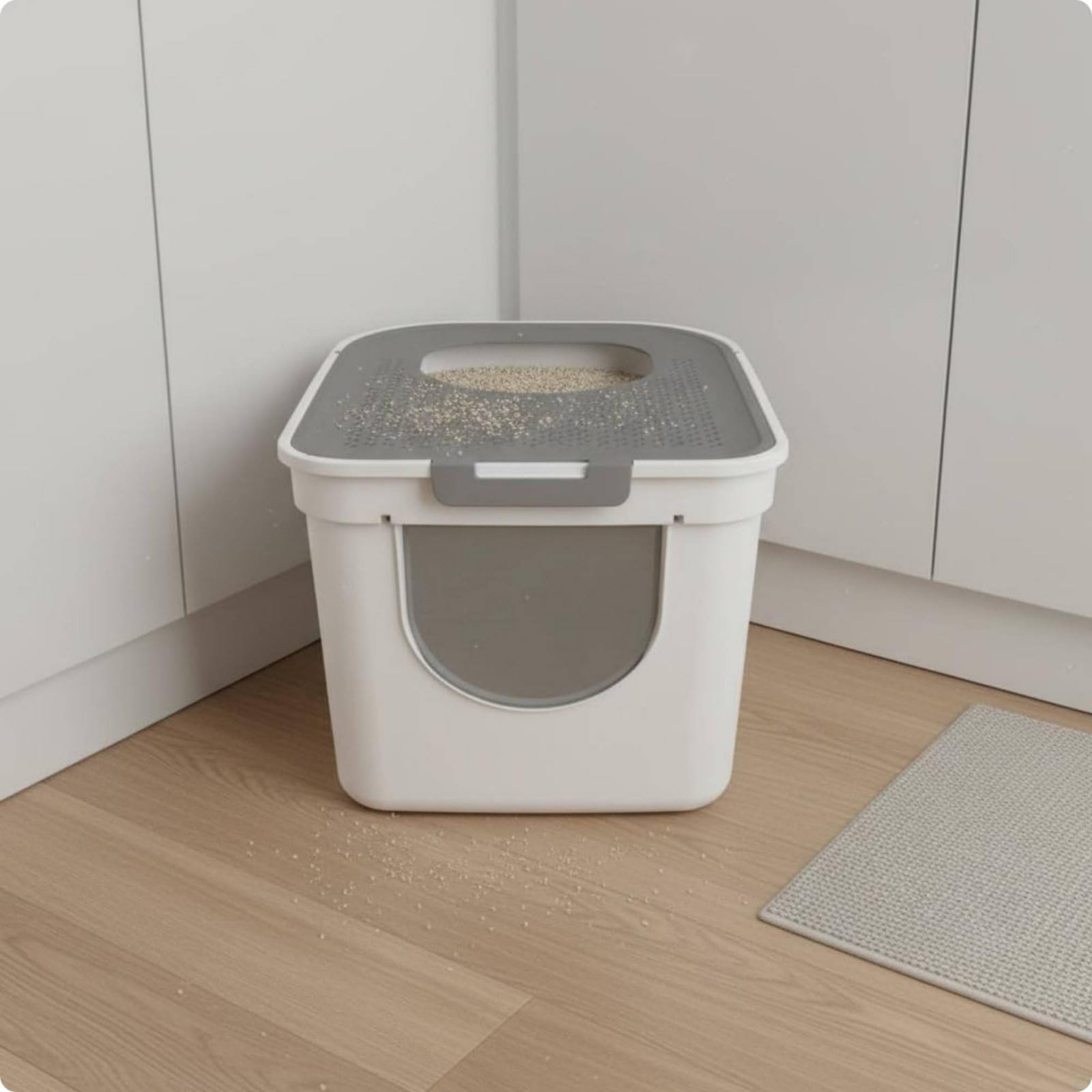 Baoblaze Arenero Cerrado para Gatos Caja de Arena Bandeja Higiénica Baño con Tapa Segura Laterales de PP Apto para Razas Domésticas Manejo de Olores Uso Diario, Gris Caballero, Grande