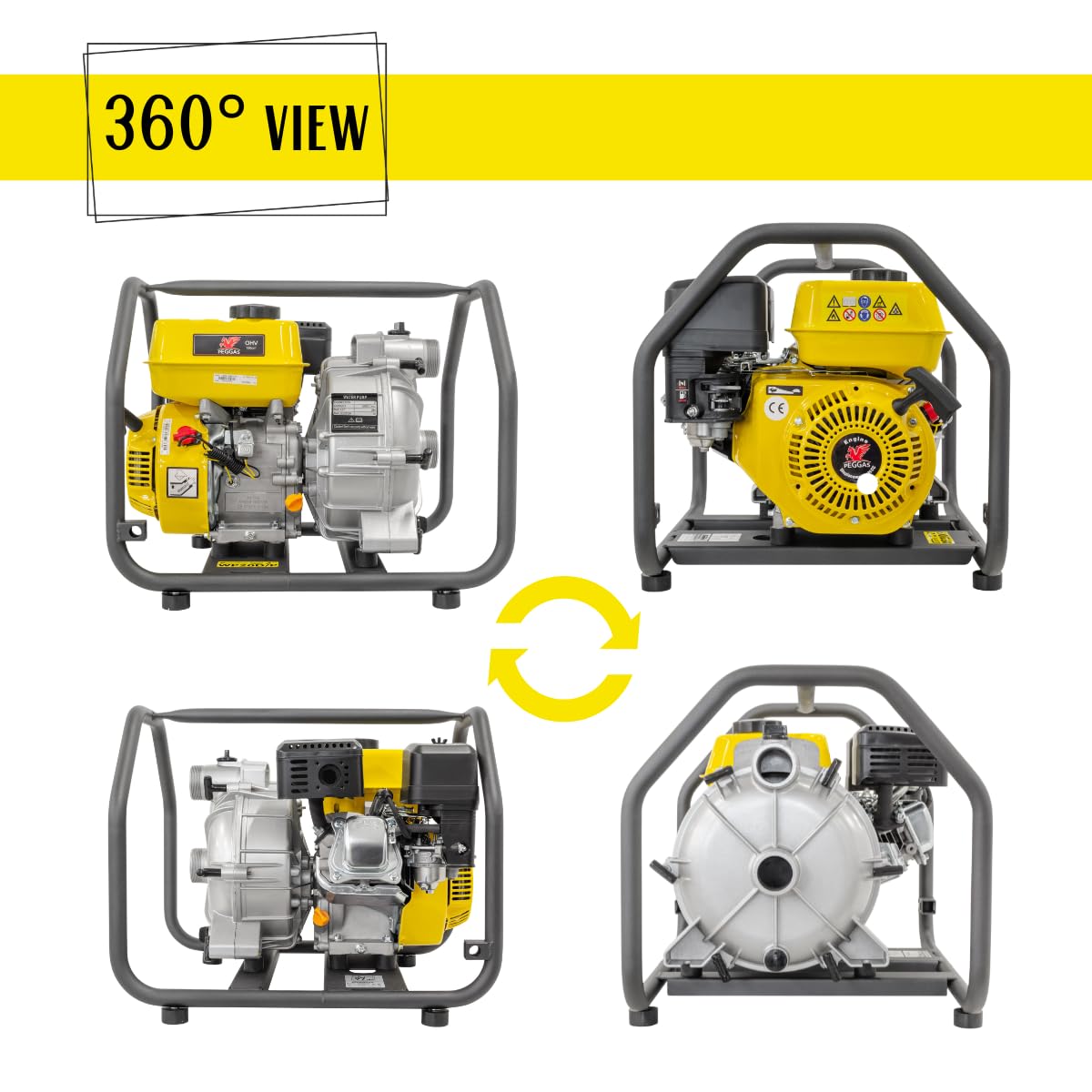 ✦ WASPPER WP20D-P ✦ Bomba de Agua Sucia De Uso Rudo & Portable con Tasa de Flujo de 30 000 l/hr ✦ Elevación de Agua de 28 m ✦ 3 600 RPM Motor de Gasolina de 4 Tiempos y Accesorios incluidos