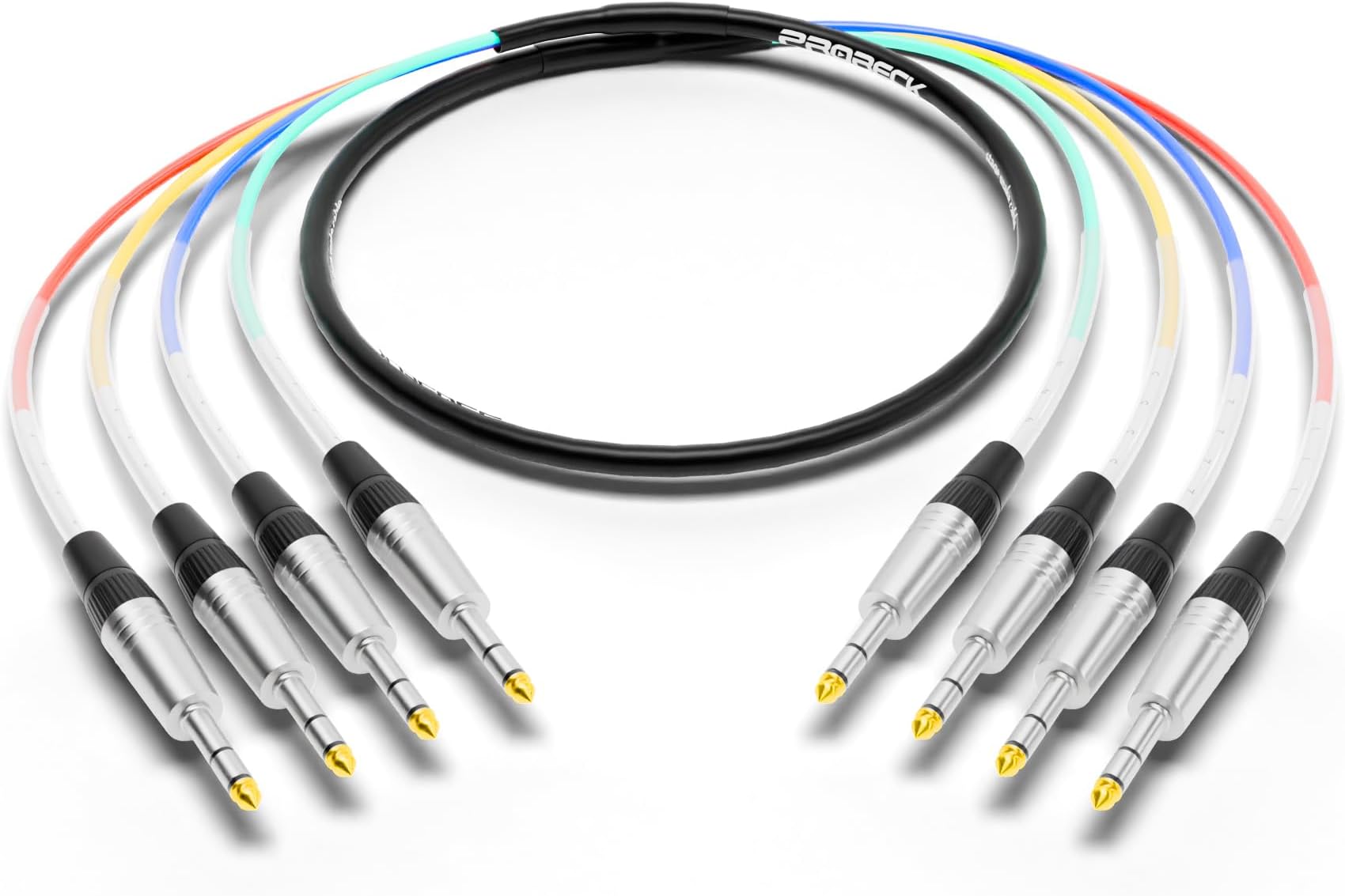 6ft Snake Cable, 4-Channel Shielded Audio Cable 1/4'' TRS, with Color-Marked Connectors for Professional Stage, Studio, and Live (PR-TRS-4 * 6)