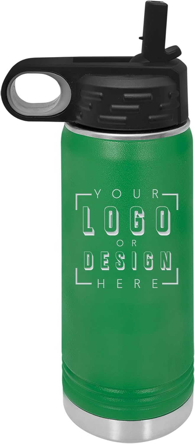 Sofia's Findings Personalized 20 oz | 30 oz | 40 oz Water Bottle with Straw | Custom Stainless Steel Sports Water Bottle - Double Wall & Vacuum Insulated