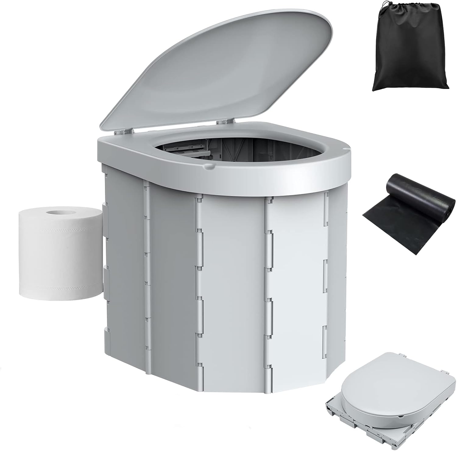 WADEO Toilette Portable Camping Pliable – Seau Hygiénique Compact et Durable pour Adultes, Capacité 200 kg