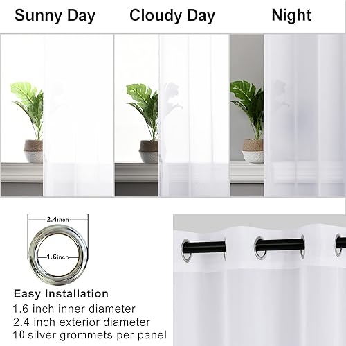 Miniatura 3 de Hiasan - Cortinas traslúcidas de gasa texturada ligera extraanchas filtrantes de luz cojales y alzapaños pdormitorio, sala de estar, puerta