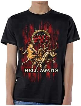 Amazon.com: Men's Slayer Hell Awaits T-Shirt Small Black