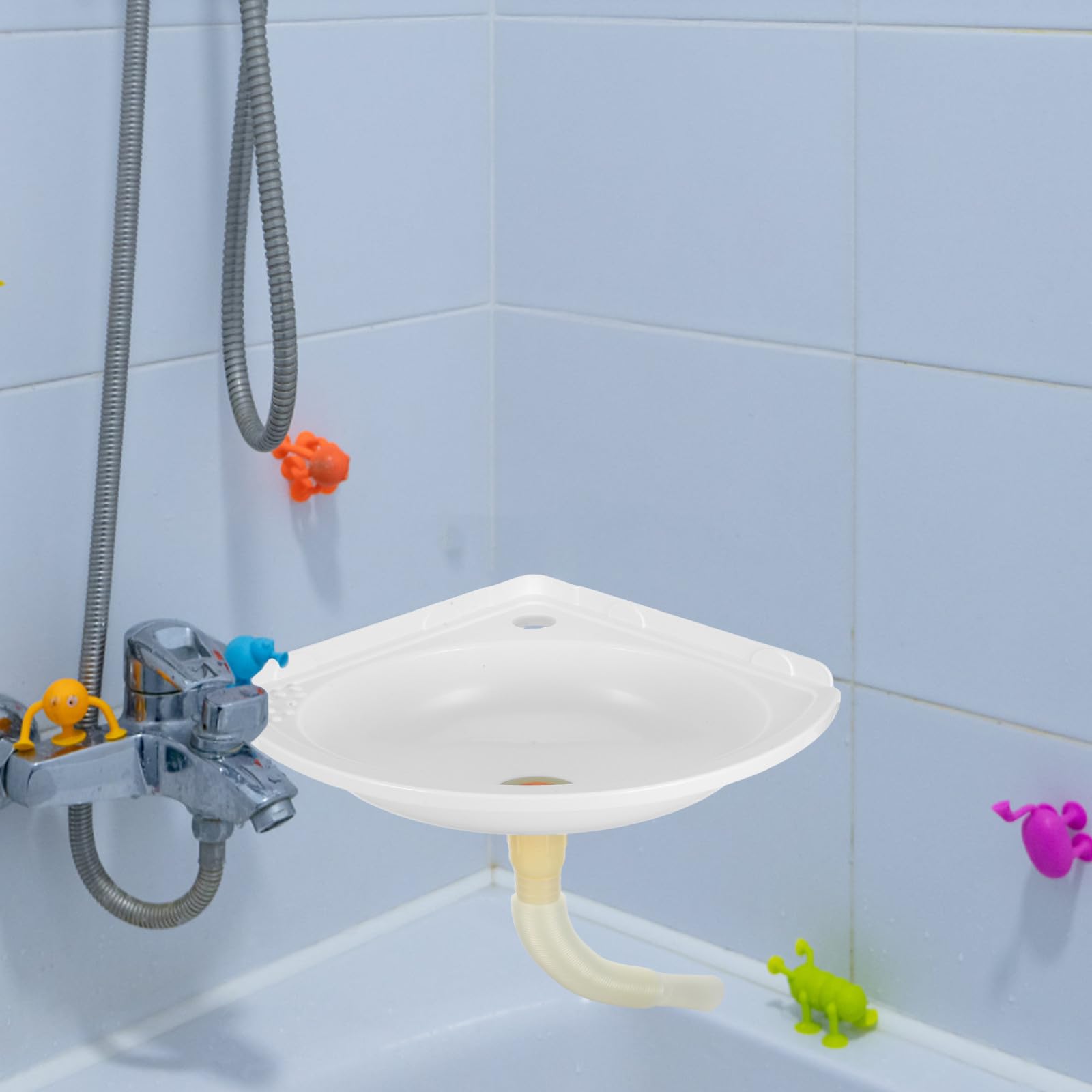 Montowana na ścianie mini zlew narożny oszczędzająca miejsce umywalka łazienkowa lekka plastikowa umywalka do rąk na balkony, kampery i przestrzenie