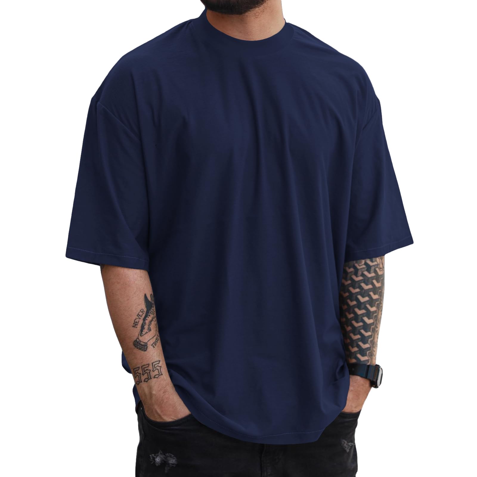 YawYews Mens Fashion Short Sleeve Tshirts Workout Oversize Pullover Solid Color Casual Tees