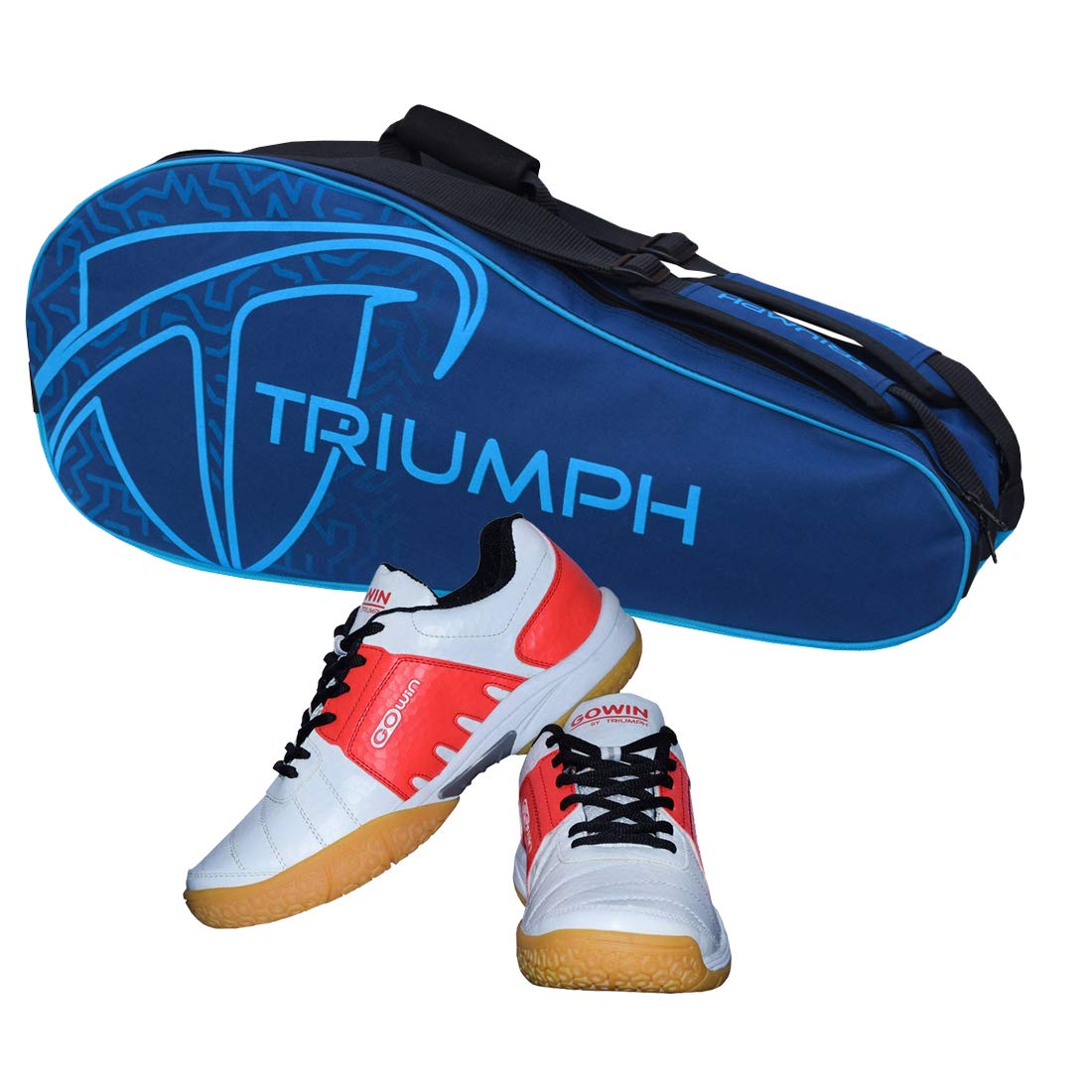 gowin Badminton Shoe Power White/Red Size-5 with Triumph Badminton Bag 303 Navy/Sky-picture-27