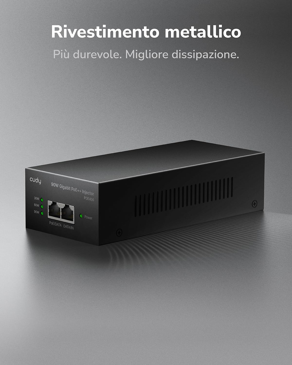 Cudy POE400 90W Gigabit Ultra Potenza Alimentatore PoE++, PoE++ Injector, 48V-56V/ Max 90W, 10/100/1000Mbps RJ-45, IEEE 802.3af / 802.3at / 802.3bt Compatibile, Fino a 100 Metri, adattatore PoE