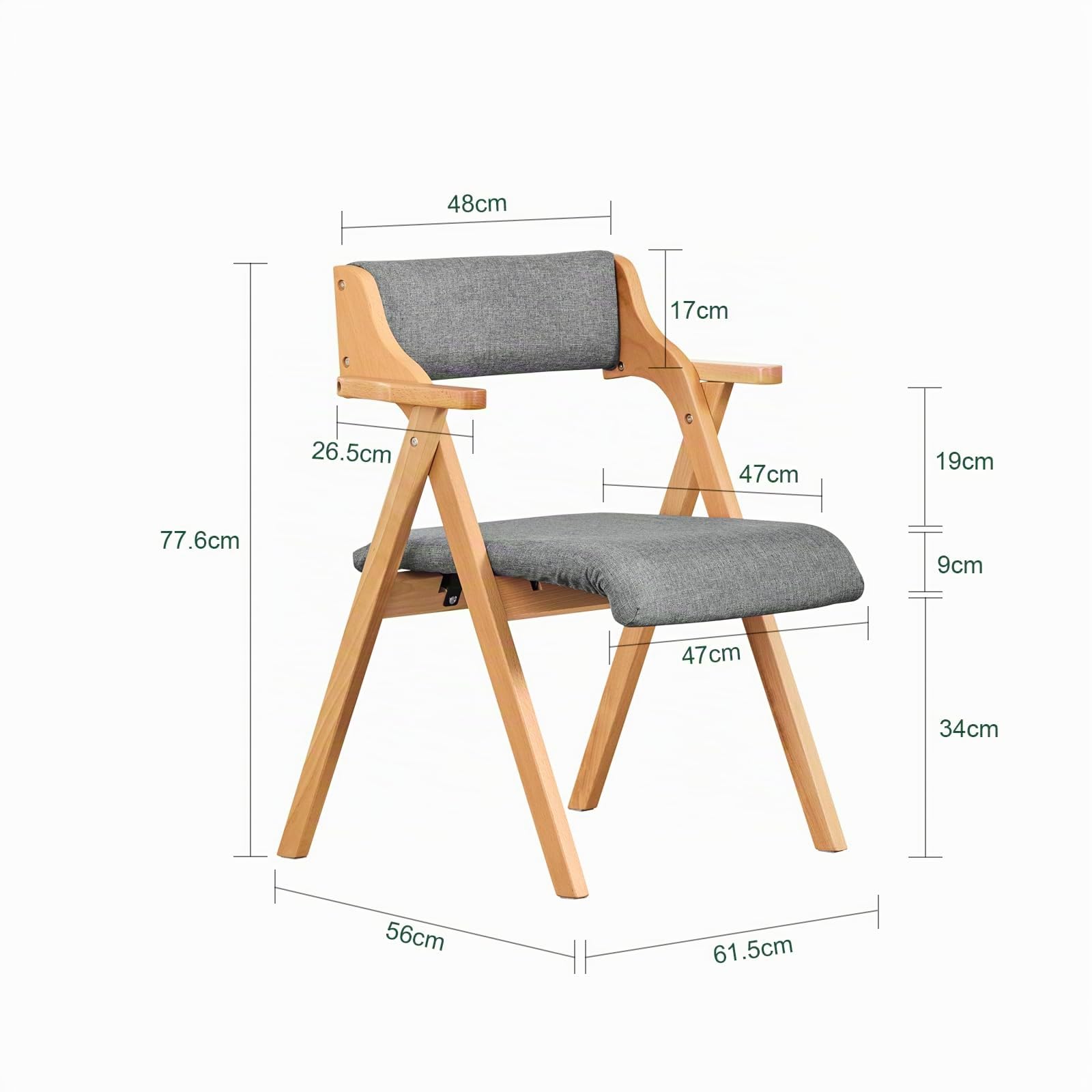 SoBuy Chaise Salle à Manger Pliante avec 2 Coussins, montée, 61,5x56x77,6cm