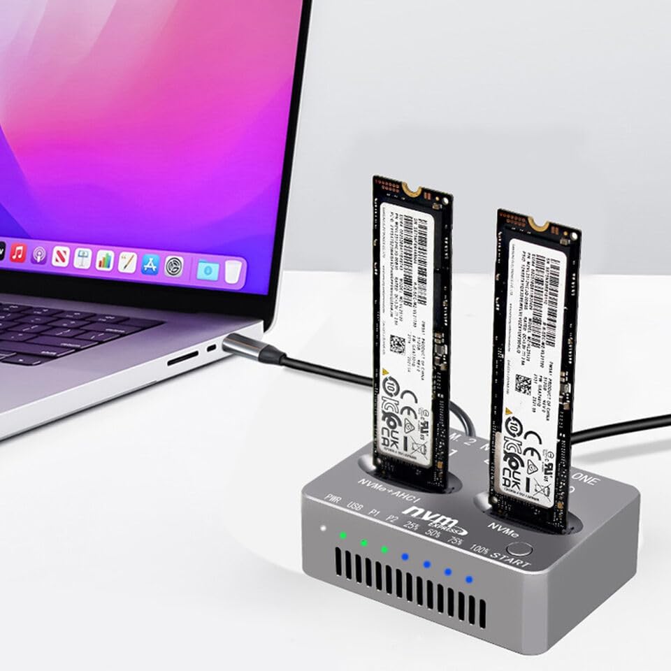 High Speed USB3.2 Gen2 Type C Dual Ports M.2 NVME SSD Clone Docking Station