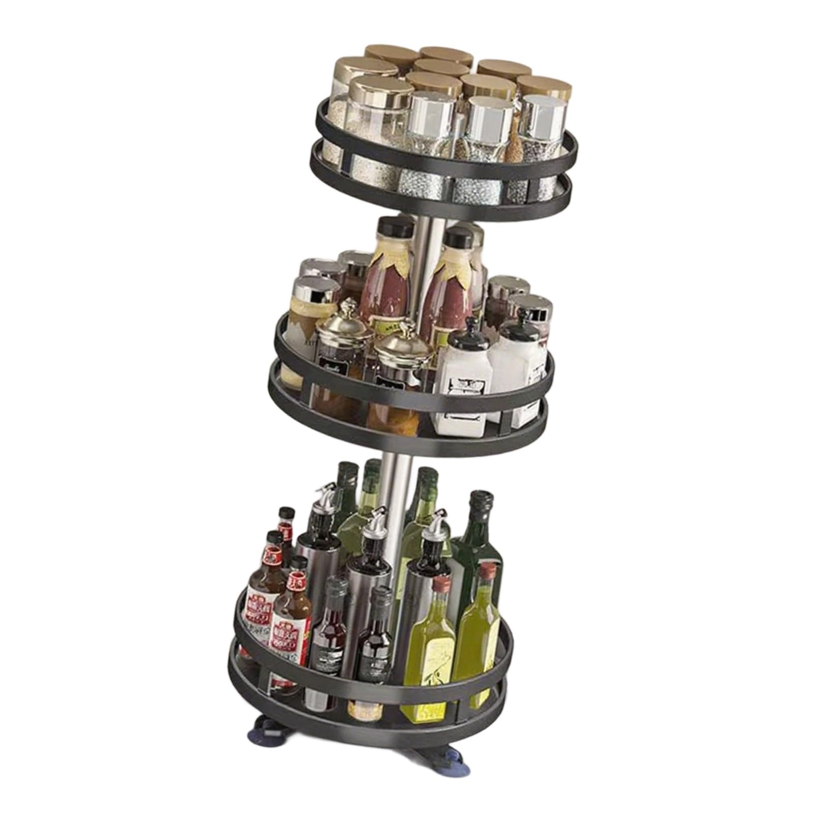 Xjdzineq 360 Degree Rotating Kitchen Countertop Organizers Adjustable Tiers Shelf for Bathroom Cosmetics Rotating Cosmetic Display Stand