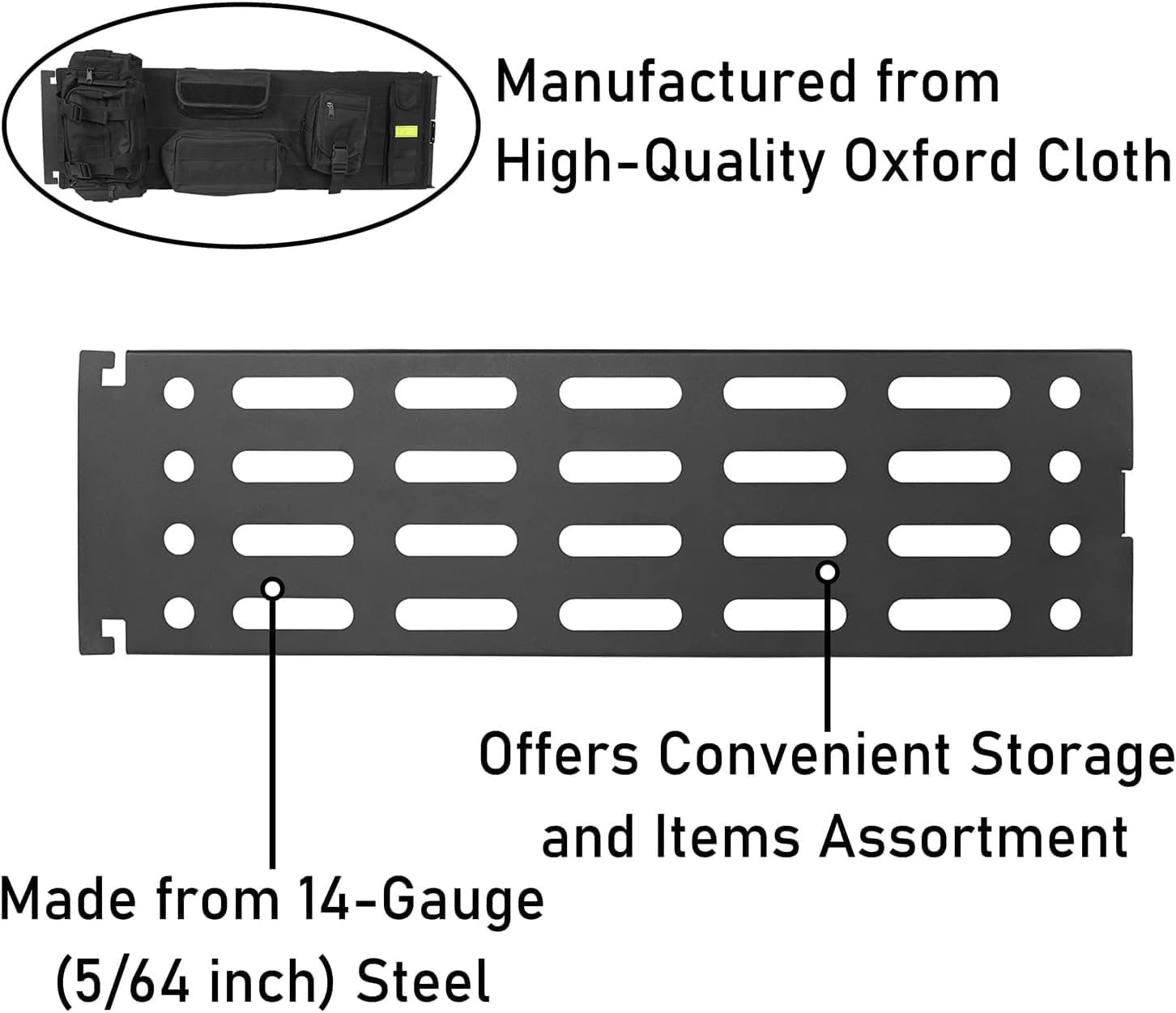 Hooke Road Wrangler TJ Front Overhead MOLLE Panel w/Storage Bags Compatible with Jeep Wrangler TJ 1997 1998 1999 2000 2001 2002