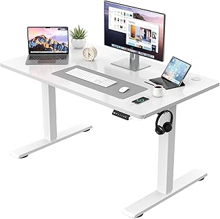 JUMMICO In hoogte verstelbaar bureau, compleet tafelblad, elektrisch bureau, in hoogte verstelbaar met geheugenfunctie, state-tafel, computertafel, 110 x 60 cm, wit