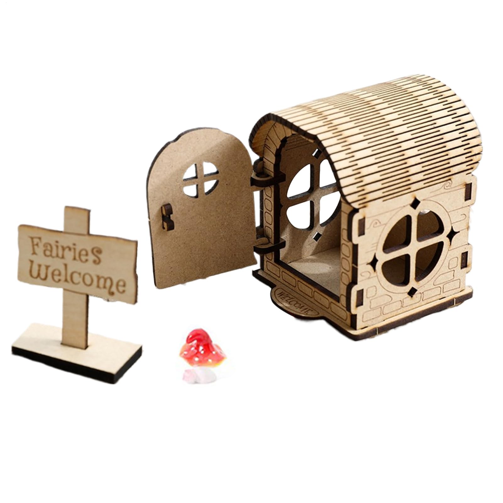 Fairy House Kit,Wood Building Set - Outdoor Fairy Garden House Kit - for Holiday Home Event Windowsill Desk Girls Daughter Son