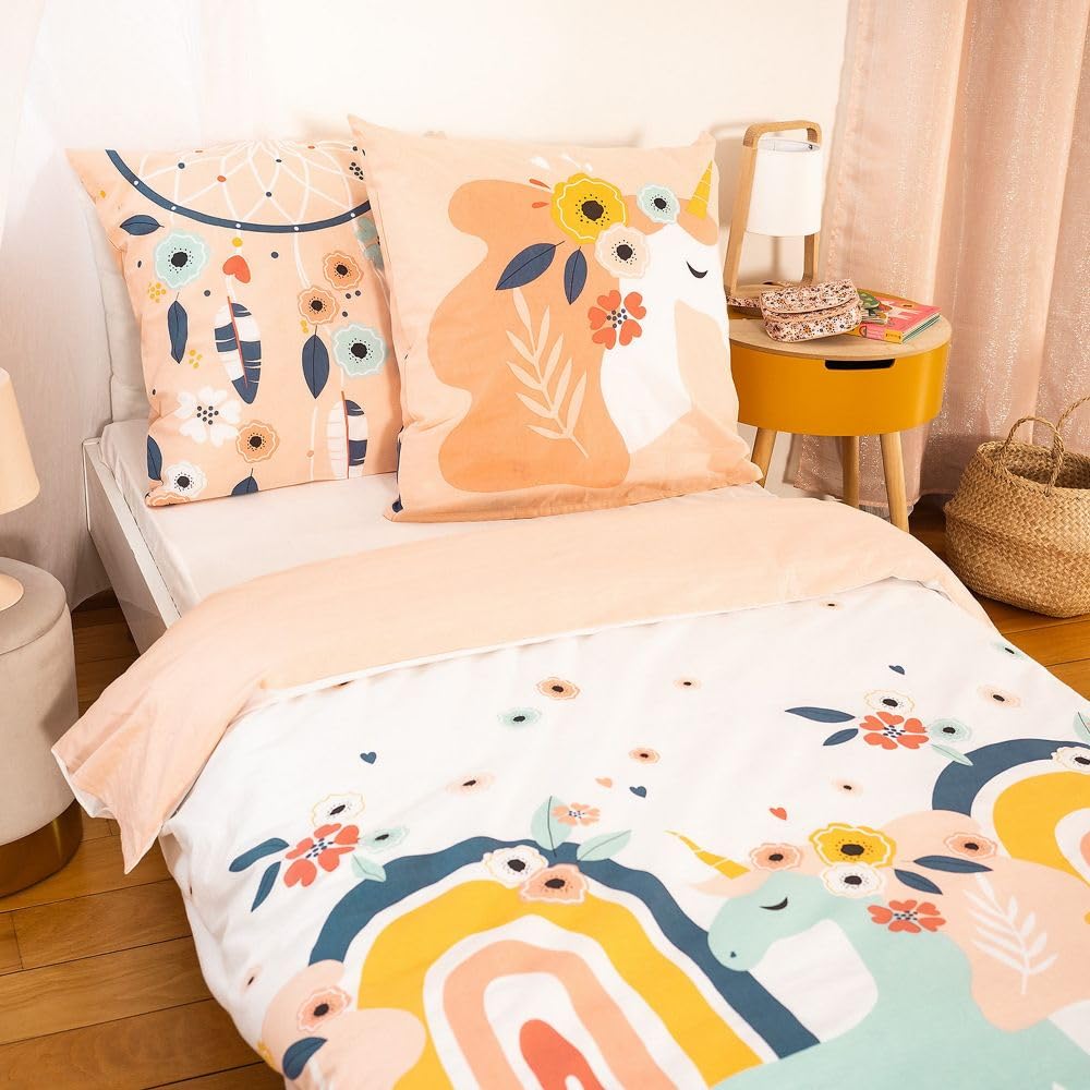 Parure de lit enfant 140x200 cm coton Prunellia pour lit 1 place