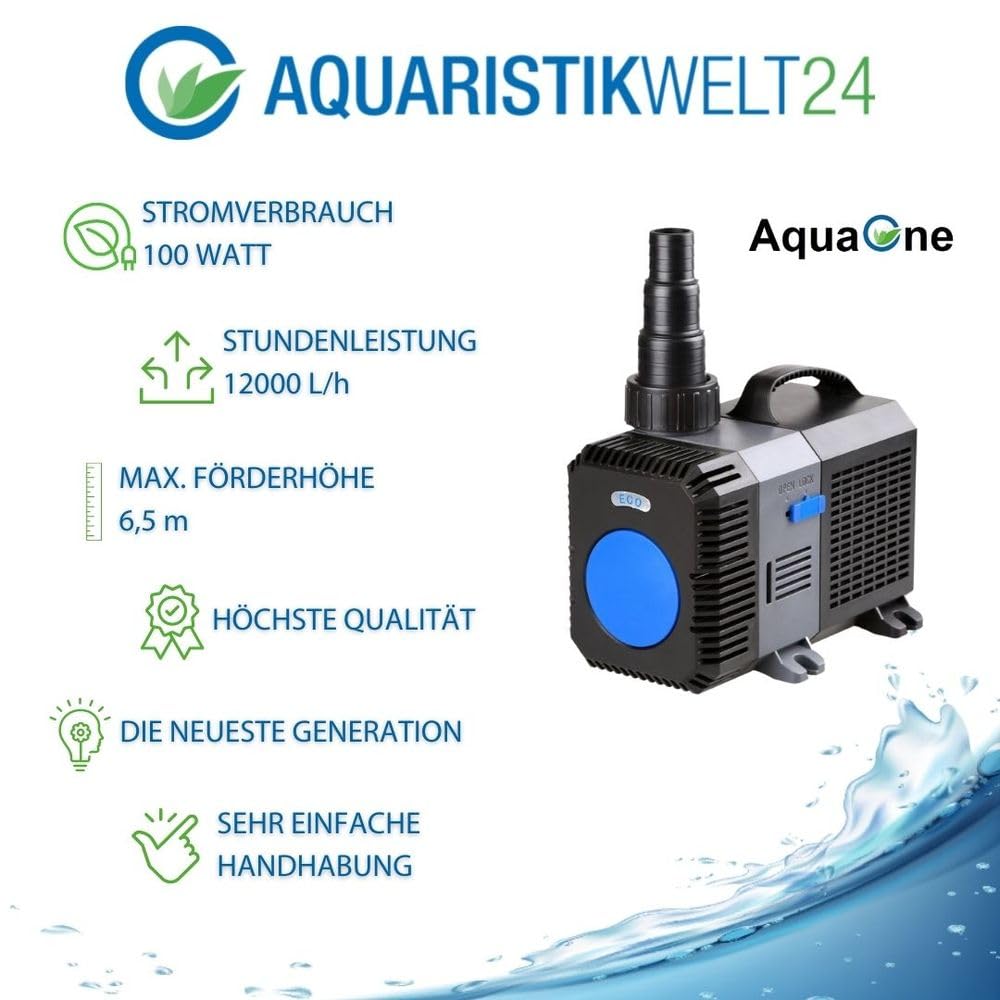 AquaOne CTP-12000 Aquarium & Teichpumpe 100 Watt Eco Motor 12000 l/h Förderpumpe, Pumpe, Aquariumpumpe GERINGER STROMVERBRAUCH!