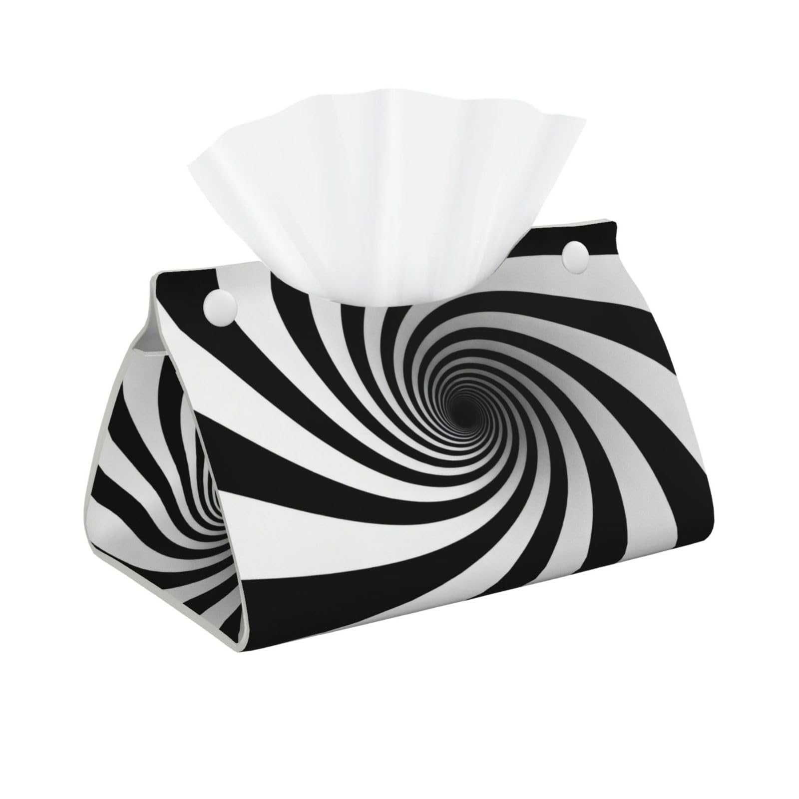 Infinite Spiral Vortex Long Leather Tissue Box Cover-Waterproof PU Leather Tissue Holder for Bathroom, Decorative Rectangular Tissue Case