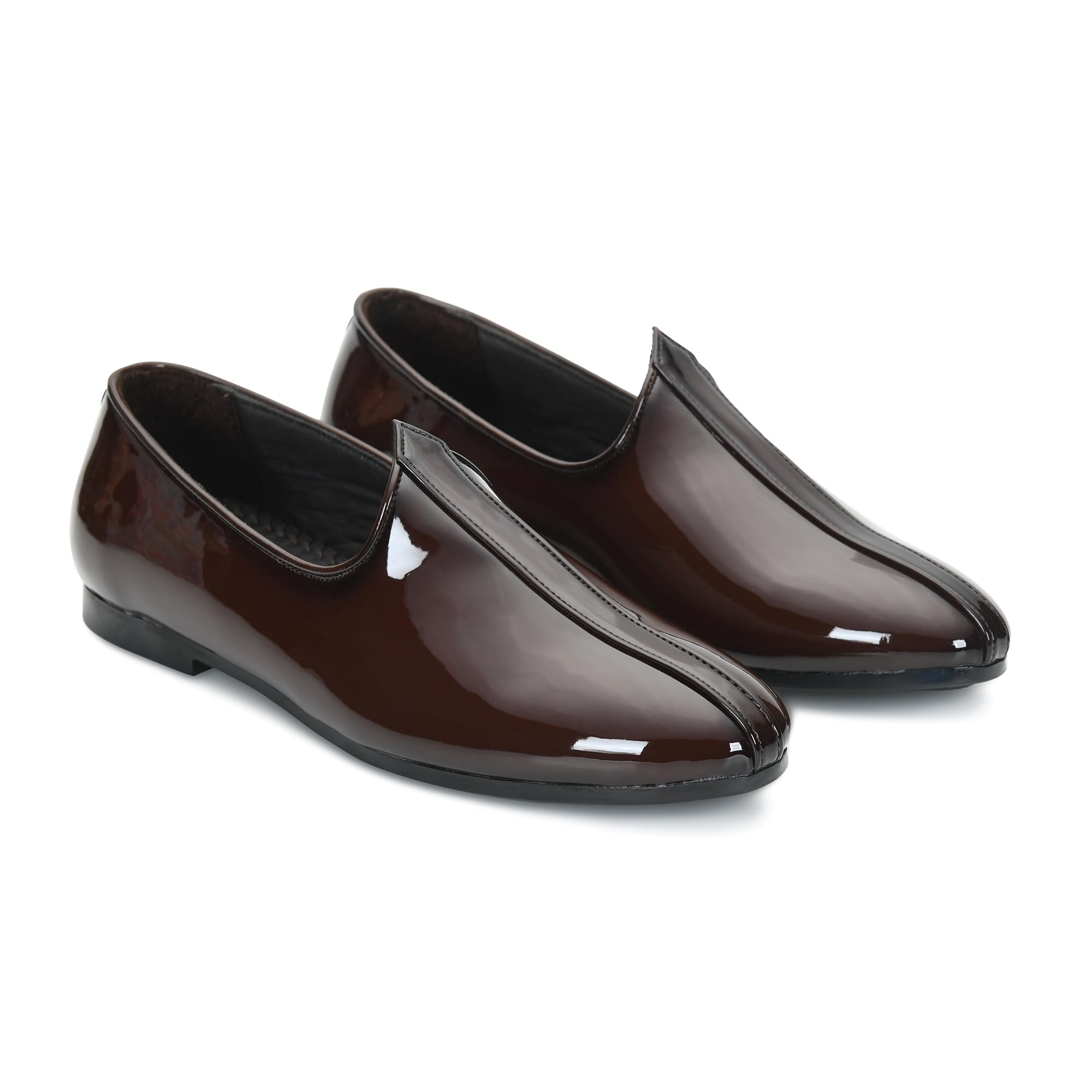 Men’s Ethnic Patent Vegan Leather Jutti Slip-On | Memory Cushion Mojari Shoes for Wedding-picture-42