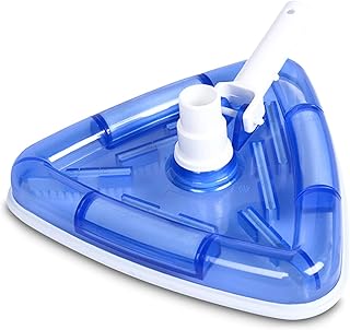 yeacher Cabeça de vácuo de piscina com conexão de mangueira giratória e alça de clipe Ferramentas de limpeza de superfície de piscina com escova flexível Remove resíduos de cantos limpos