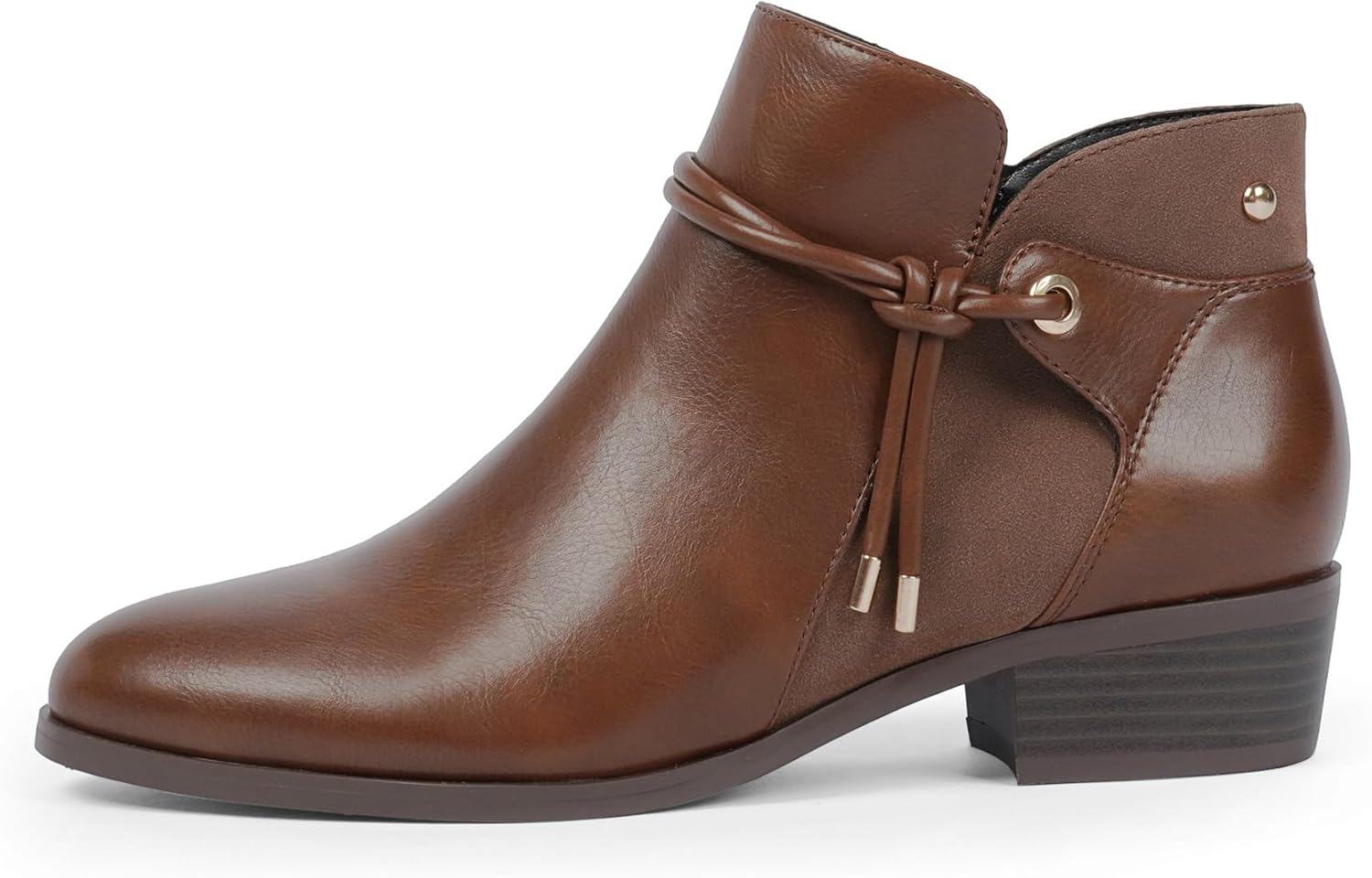 Ankle Boots for Women Low Heel Round Toe Chunky Short Booties with Side Zipper Fall Winter Boots - Image 3