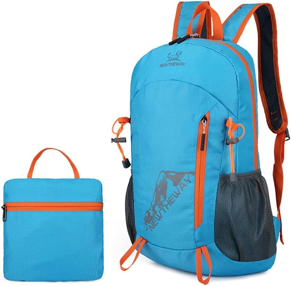 Mochila plegable de senderismo para viajes, mochila ligera para camping, bolsa de hombro para vacaciones, bolsa casual, Azulclaro, Mochila de viaje